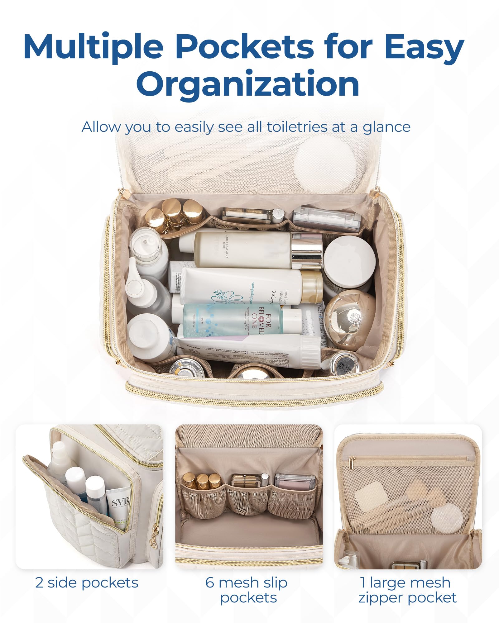 Poches intérieures multiples BAGSMART pour tout ranger efficacement.