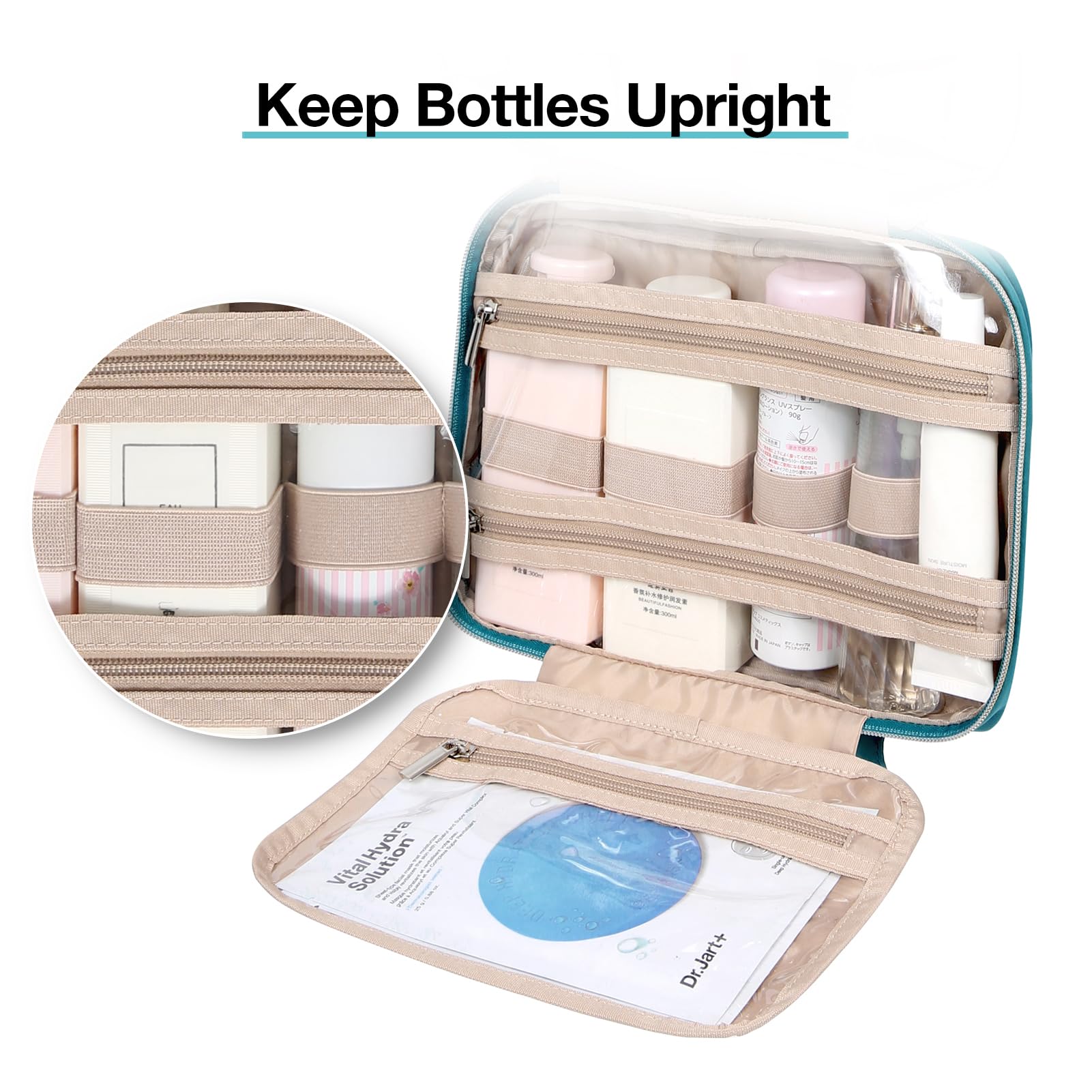 BAGSMART poches internes elastiques, maintien des bouteilles en place.