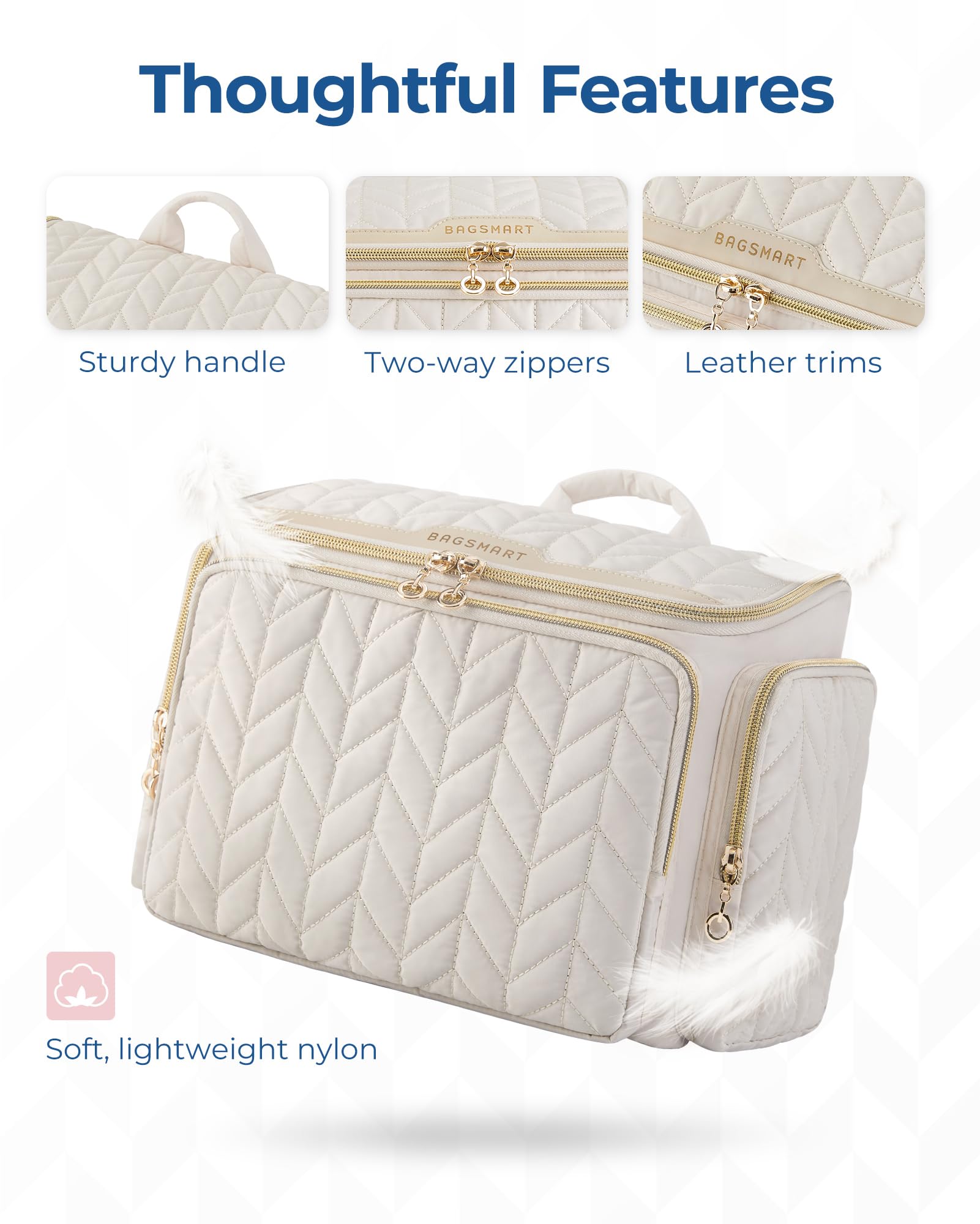 Poches mesh internes BAGSMART pour organiser les produits.