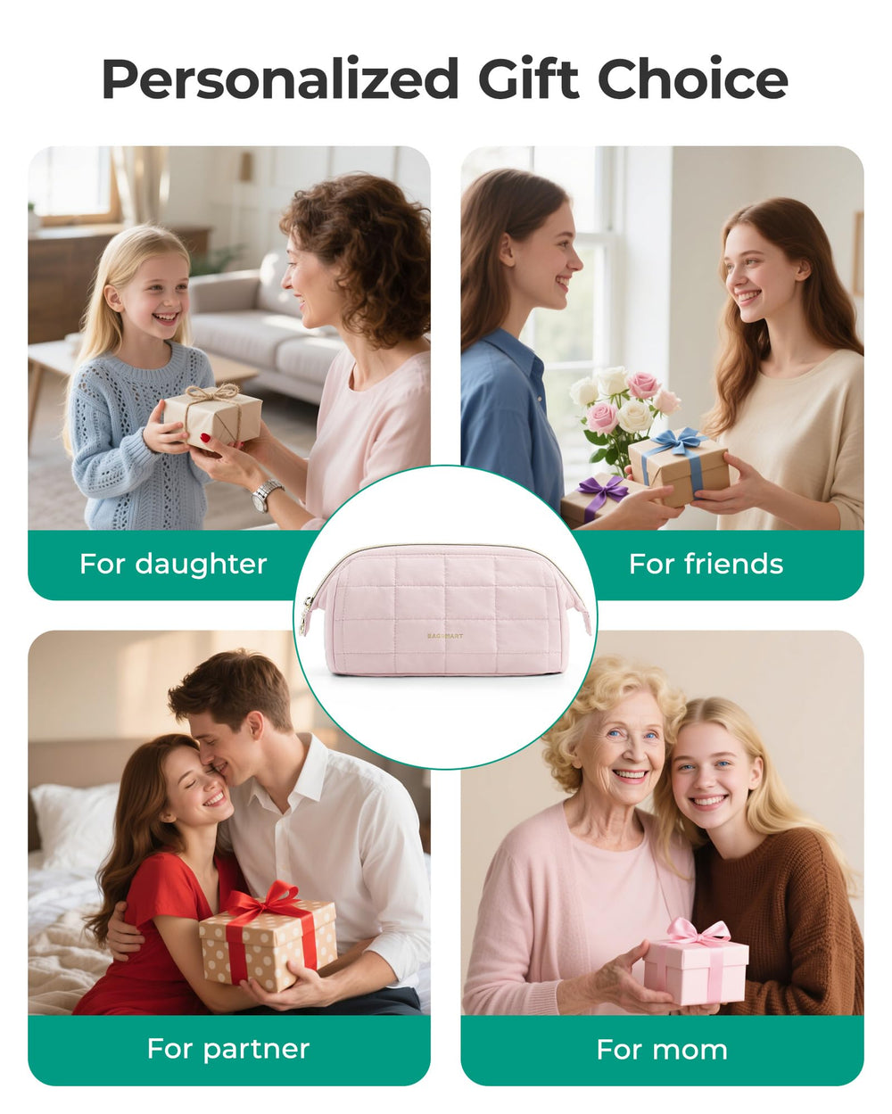 Poches internes BAGSMART pratiques pour petits accessoires et produits.