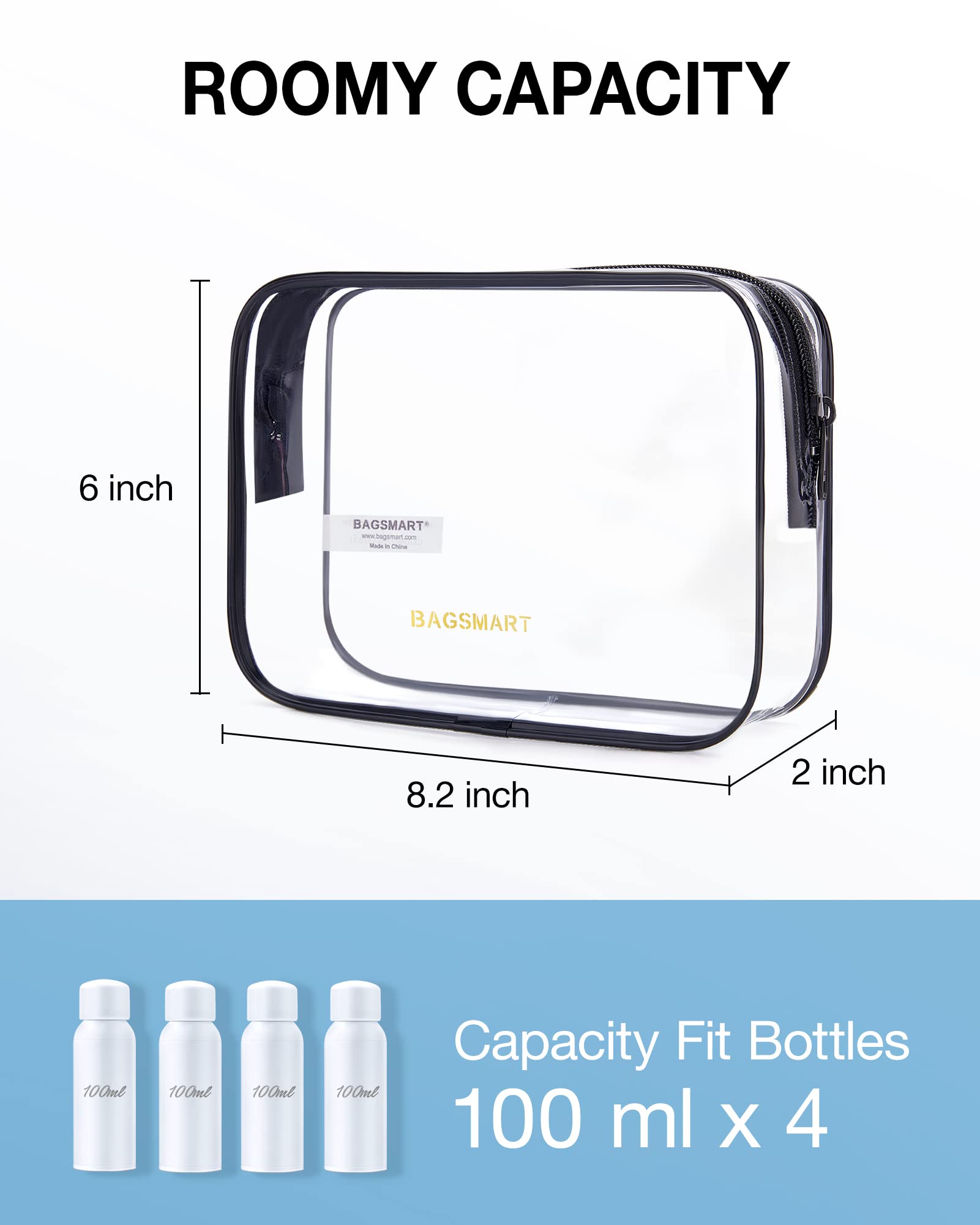 BAGSMART pochette transparente en PVC résistante pour rangement fiable.