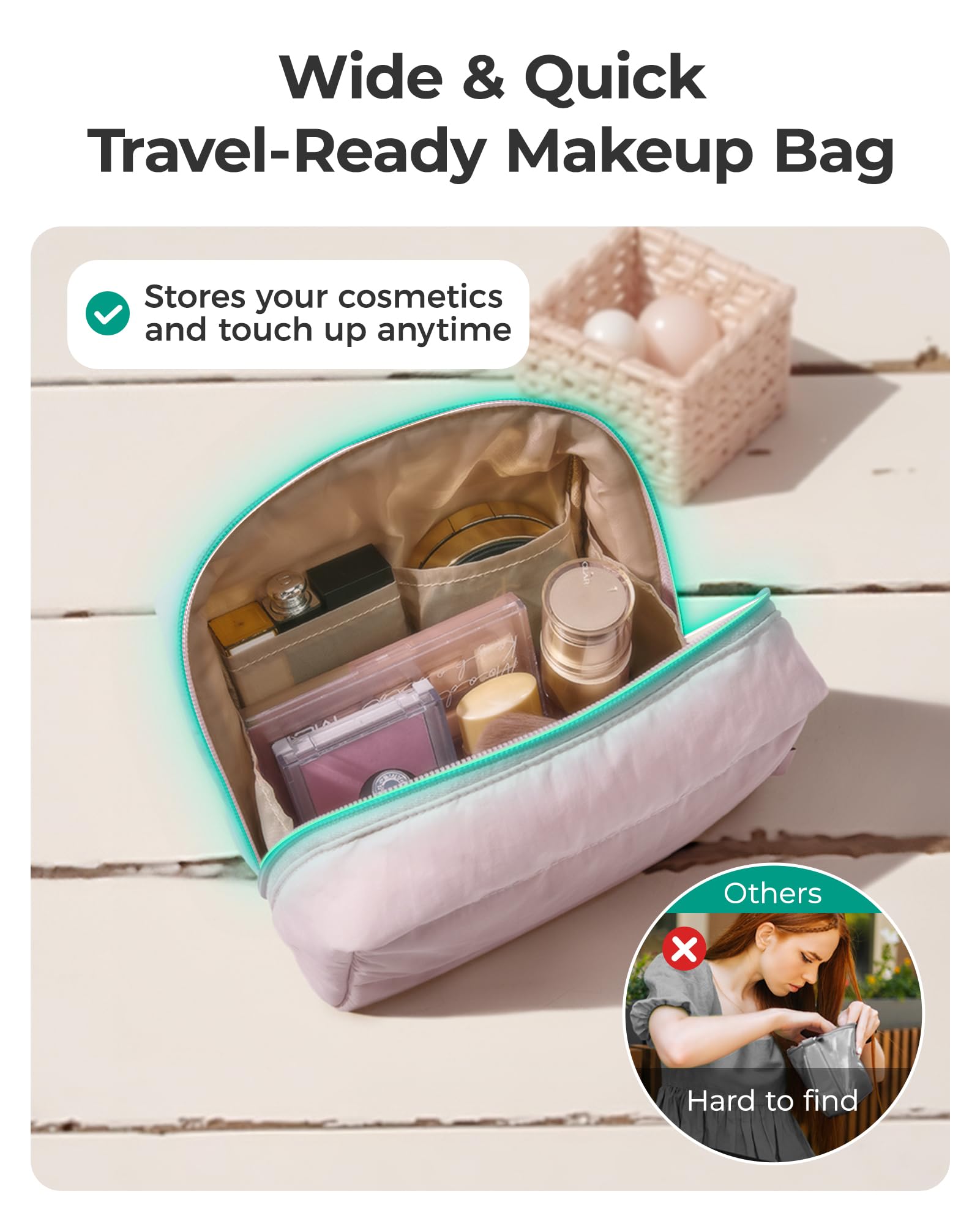 BAGSMART Puffy Sac Maquillage Voyage — idéal pour les aventures quotidiennes et week-ends.