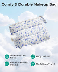 BAGSMART rangement portable étanche bleu fleuri protège vos essentiels pendant les déplacements.