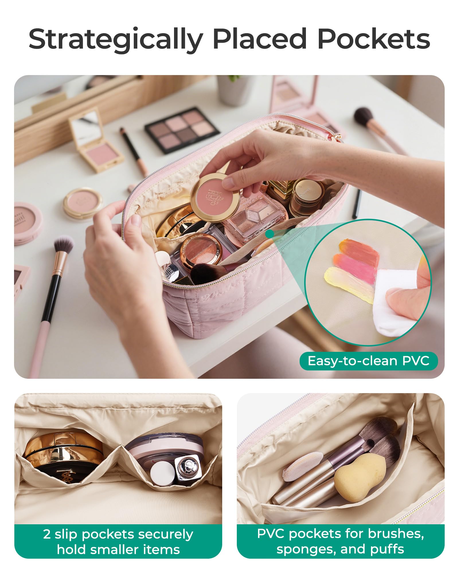 Revêtement PVC durable BAGSMART protège les accessoires et évite les fuites.