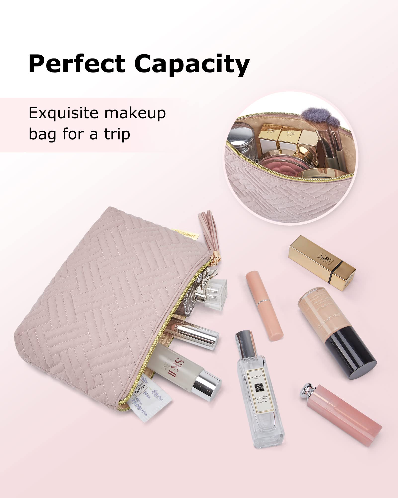 BAGSMART sac cosmétique etanche protege contenus contre l'eau.