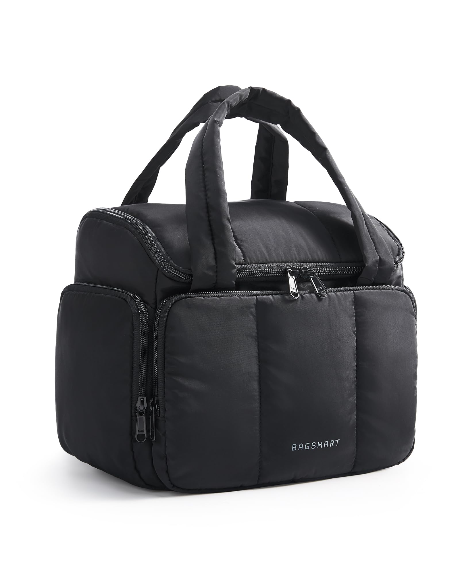 BAGSMART sac de toilette voyage femme imperméable noir, pratique pour ranger les essentiels.