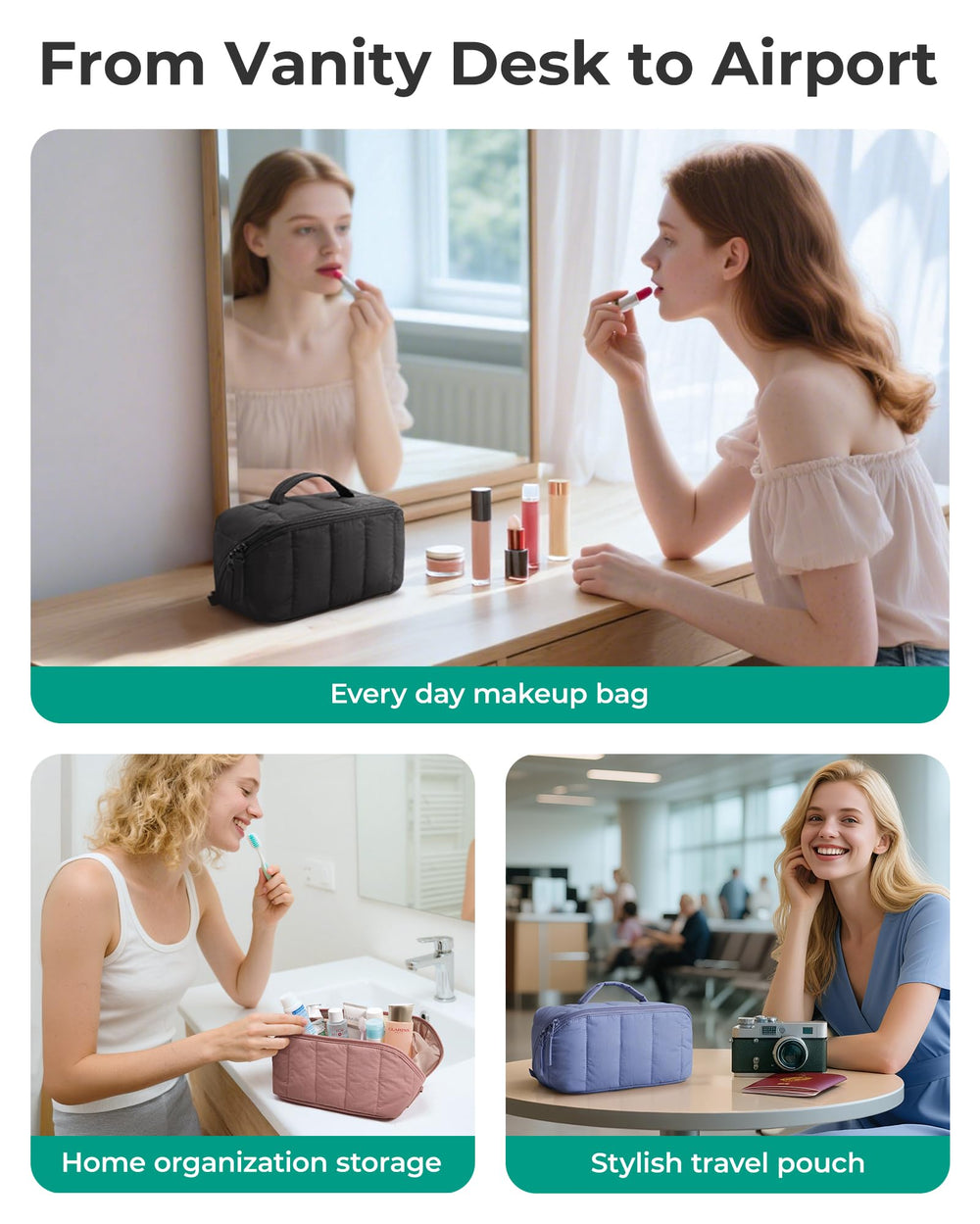 Sac BAGSMART polyvalent: utilisé comme trousse cosmétique ou de soins au quotidien.