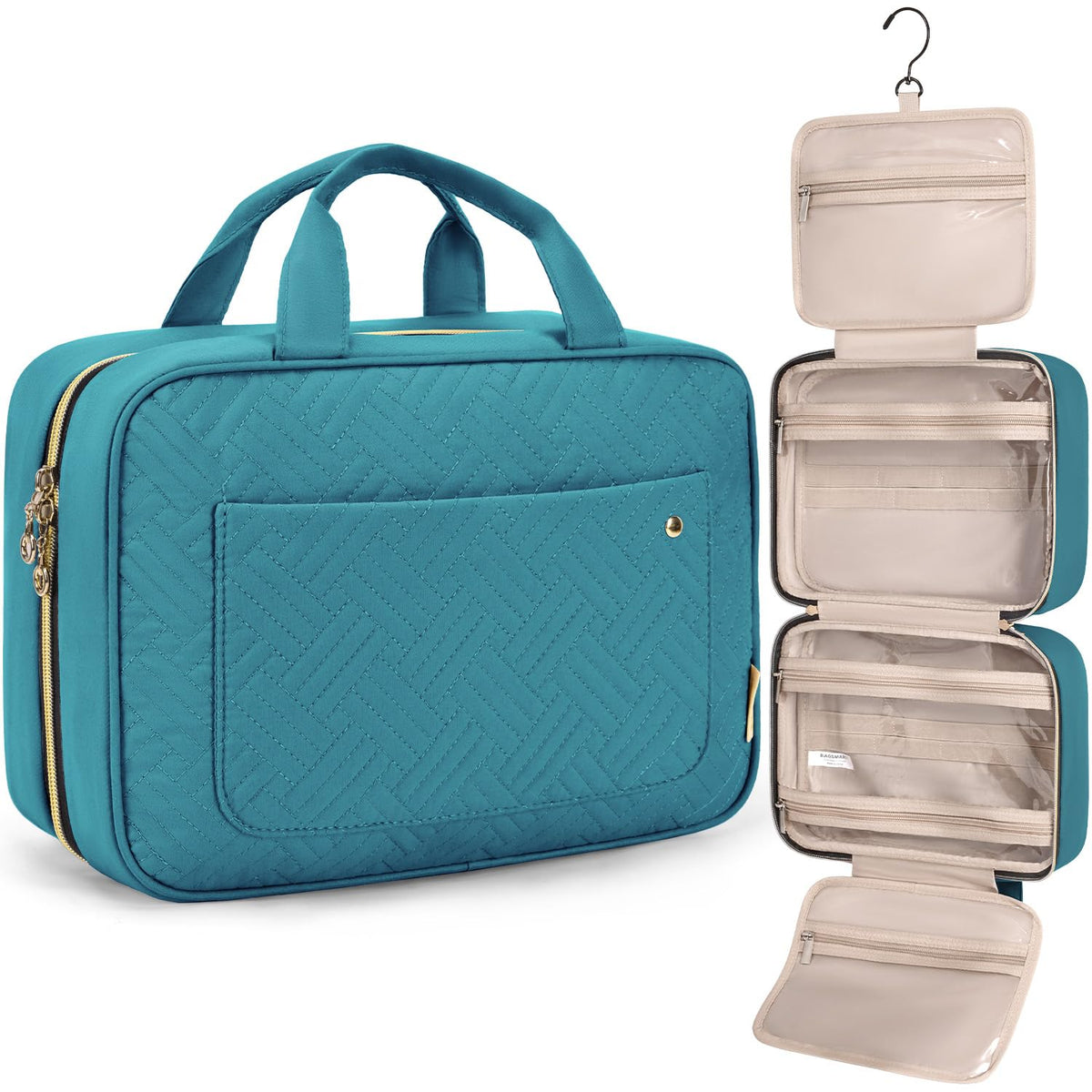 BAGSMART sac de toilette avec accroche pivotante 360° pour un rangement facile.