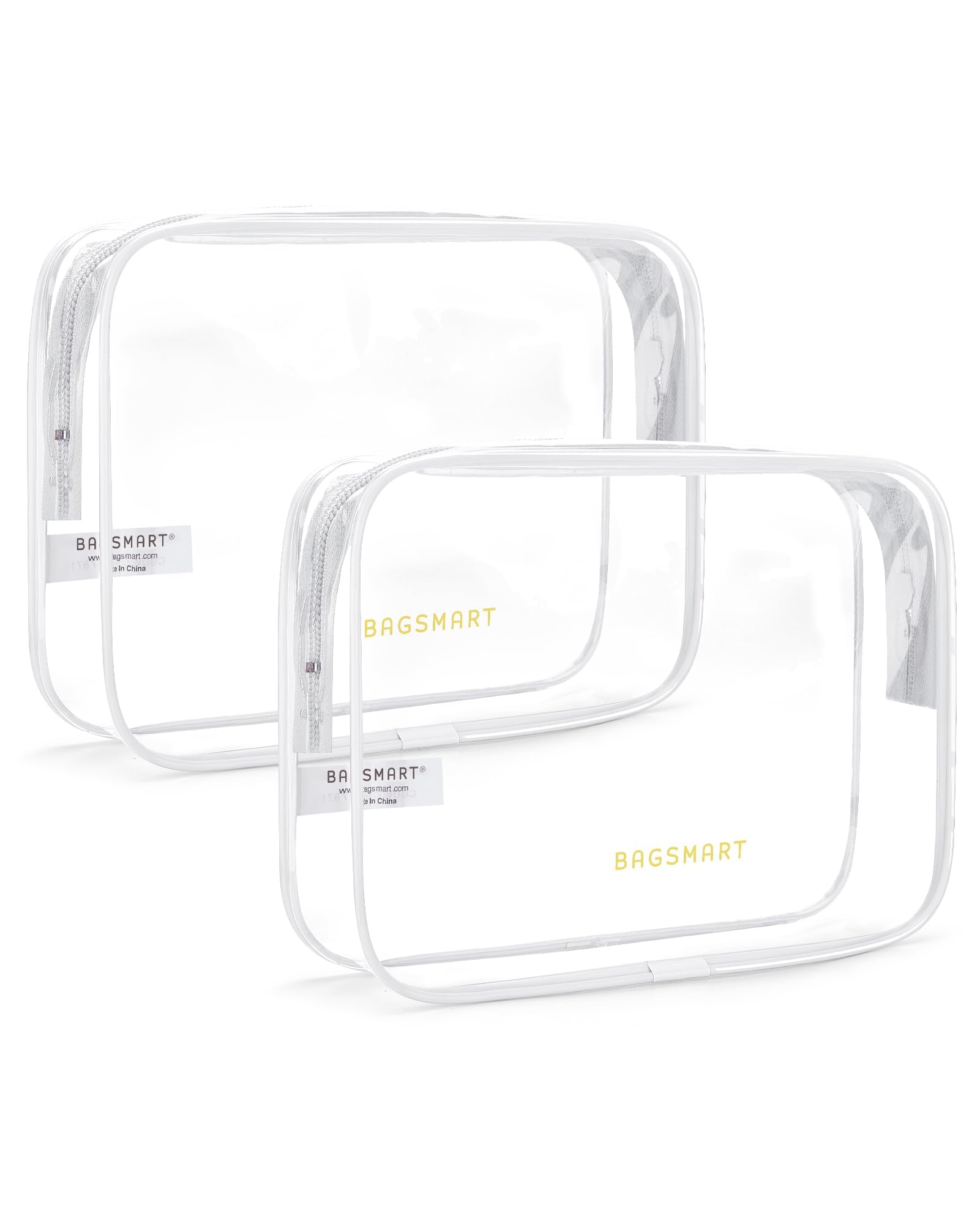Trousse BAGSMART transparente ensemble deux pièces, pratique pour le voyage et les contrôles.