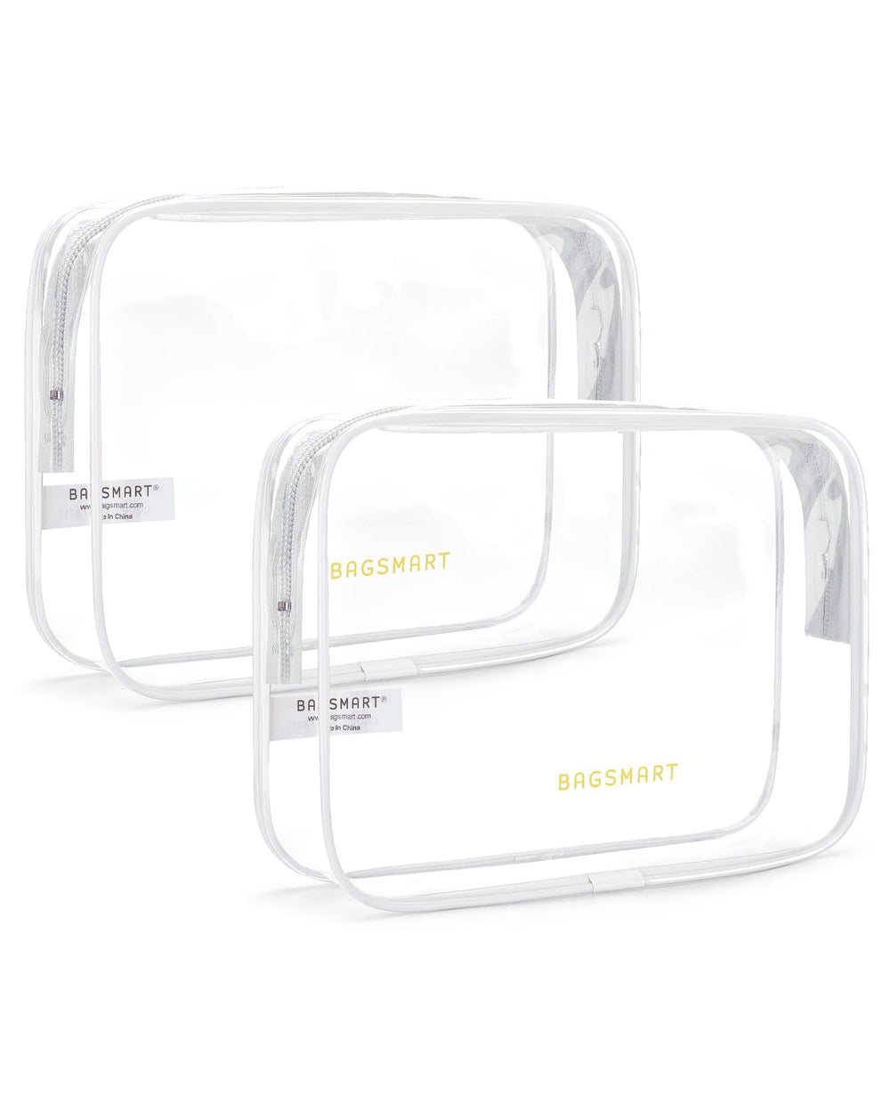 Trousse BAGSMART transparente ensemble deux pièces, pratique pour le voyage et les contrôles.