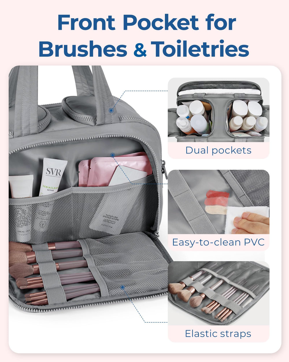 Ouverture double frontale BAGSMART facilite l’accès et le nettoyage.