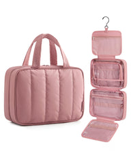 BAGSMART sac de toilette voyage – ouverture principale et élastiques pour organiser les produits.