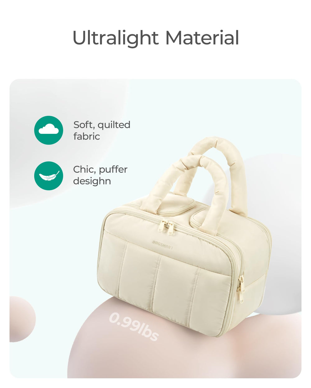BAGSMART sac toilette voyage rose foncé, grands compartiments pour bouteilles debout et accès rapide