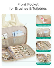 BAGSMART sac toilette voyage rose foncé, poches mesh et élastique pour accessoires