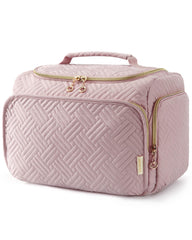 BAGSMART sac de toilette rose avec grande ouverture intérieur pour un accès rapide
