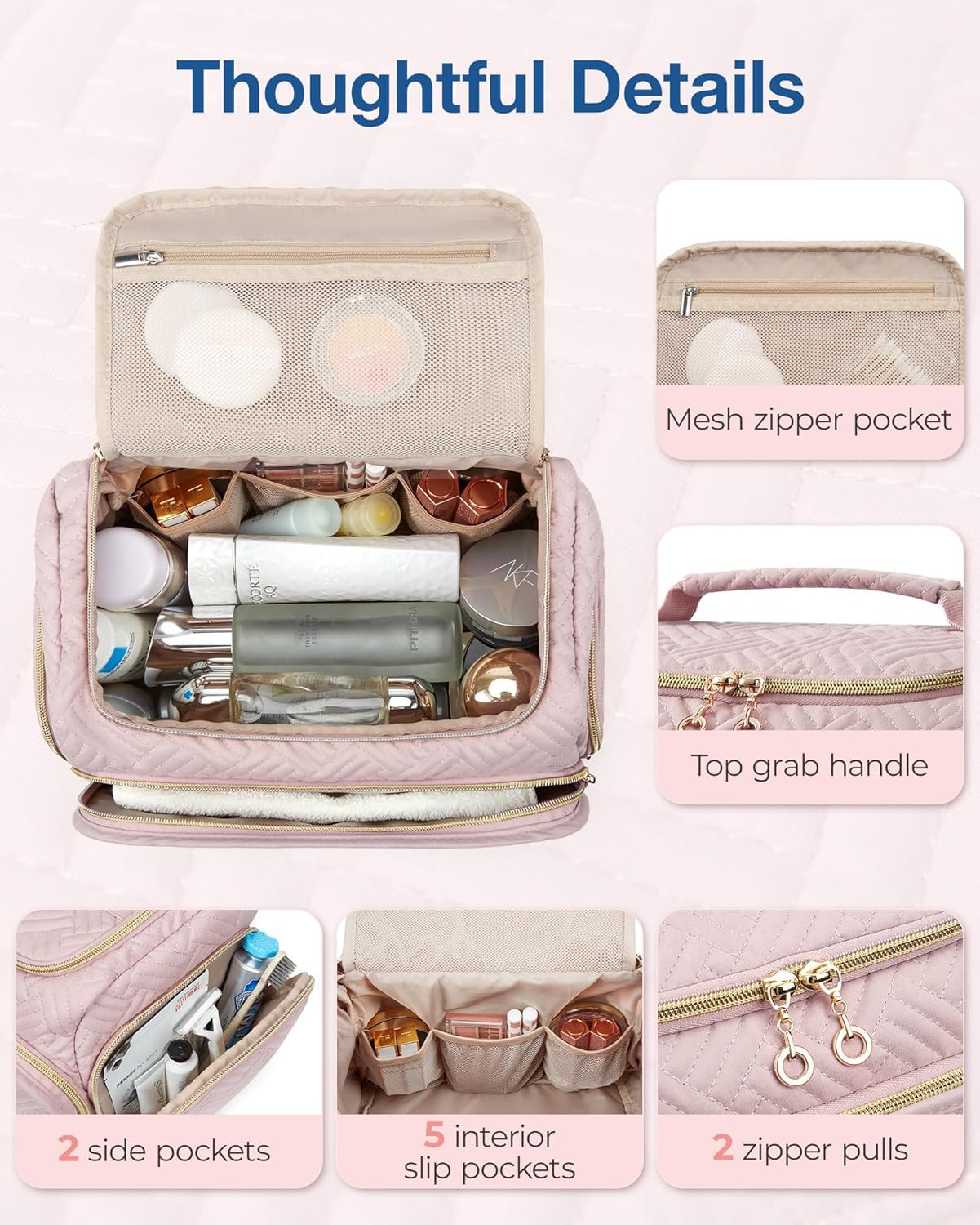BAGSMART sac rose avec séparation eau et sèche pour un rangement propre