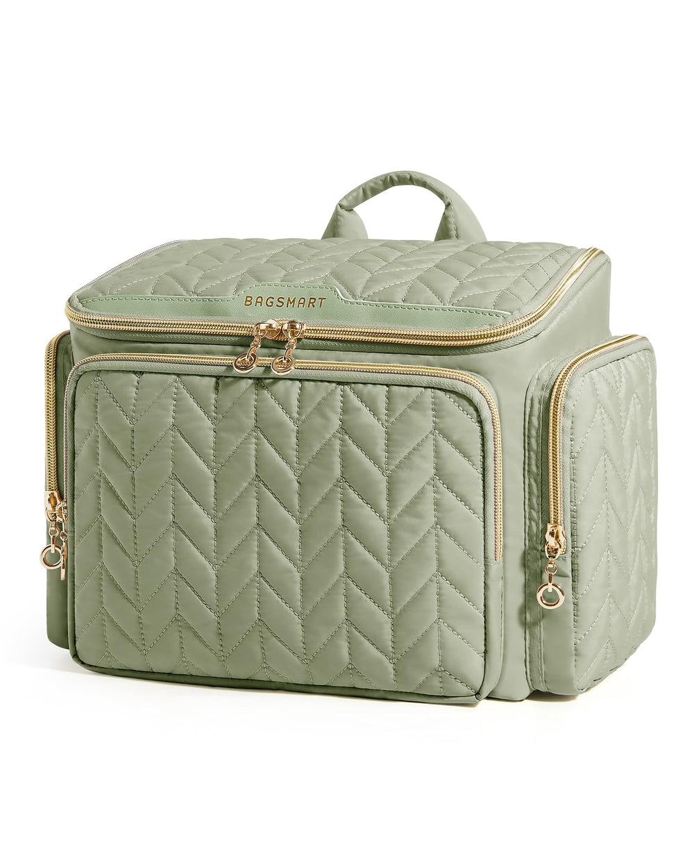 Sac BAGSMART voyage vert avec grande ouverture pour un accès rapide.