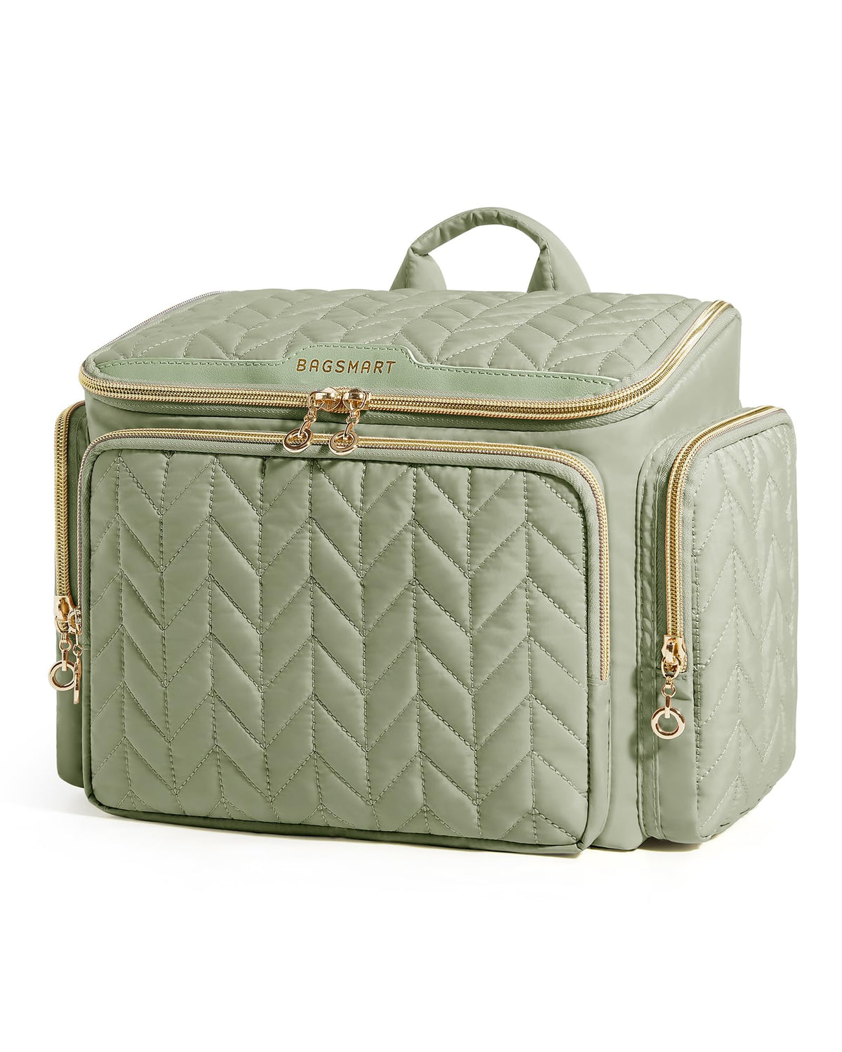 Sac BAGSMART voyage vert avec grande ouverture pour un accès rapide.
