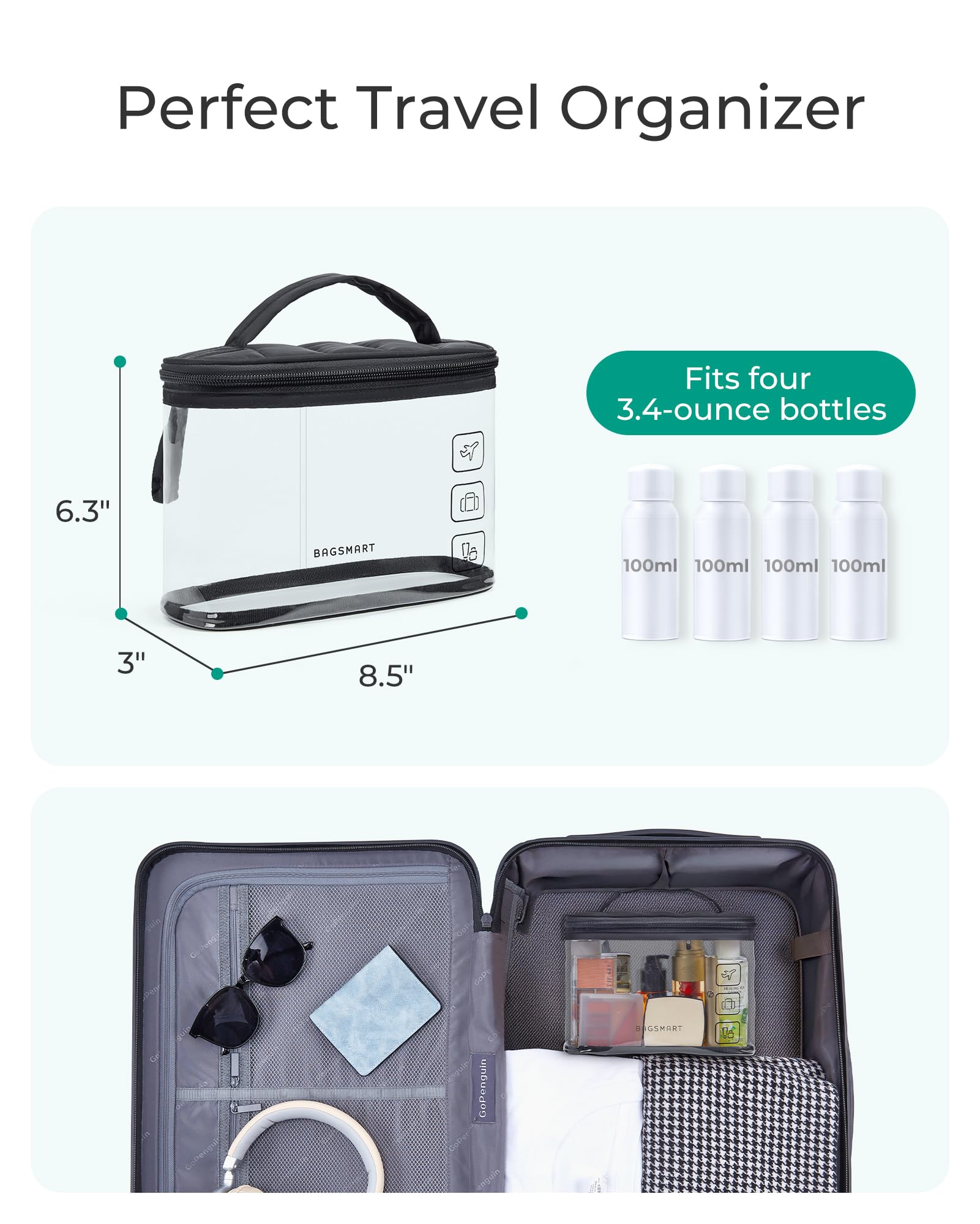 BAGSMART sac polyvalent, idéal pour cosmétiques, soins et gadgets.