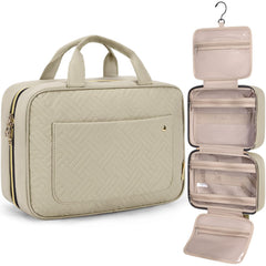 BAGSMART trousse de toilette camel moyenne vue extérieure pour rangement pratique.