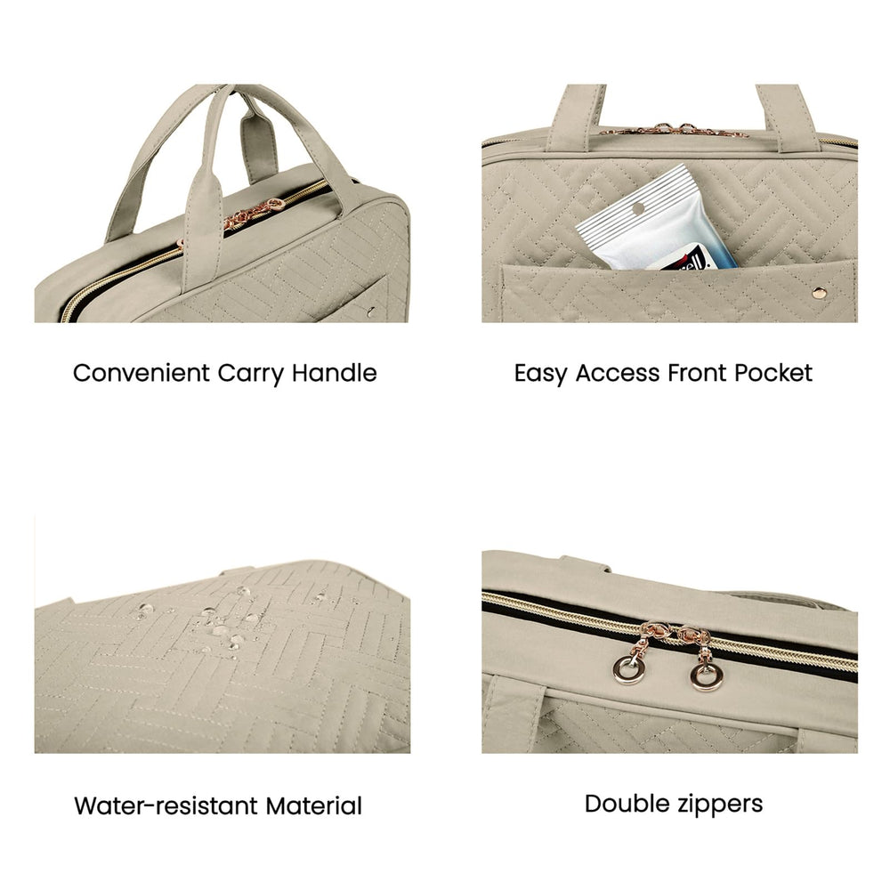 BAGSMART trousse de toilette camel moyenne poignée intégrée pour suspendre facilement.