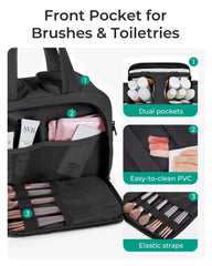BAGSMART trousse de toilette à ouverture complète rouge, accès facile et stable