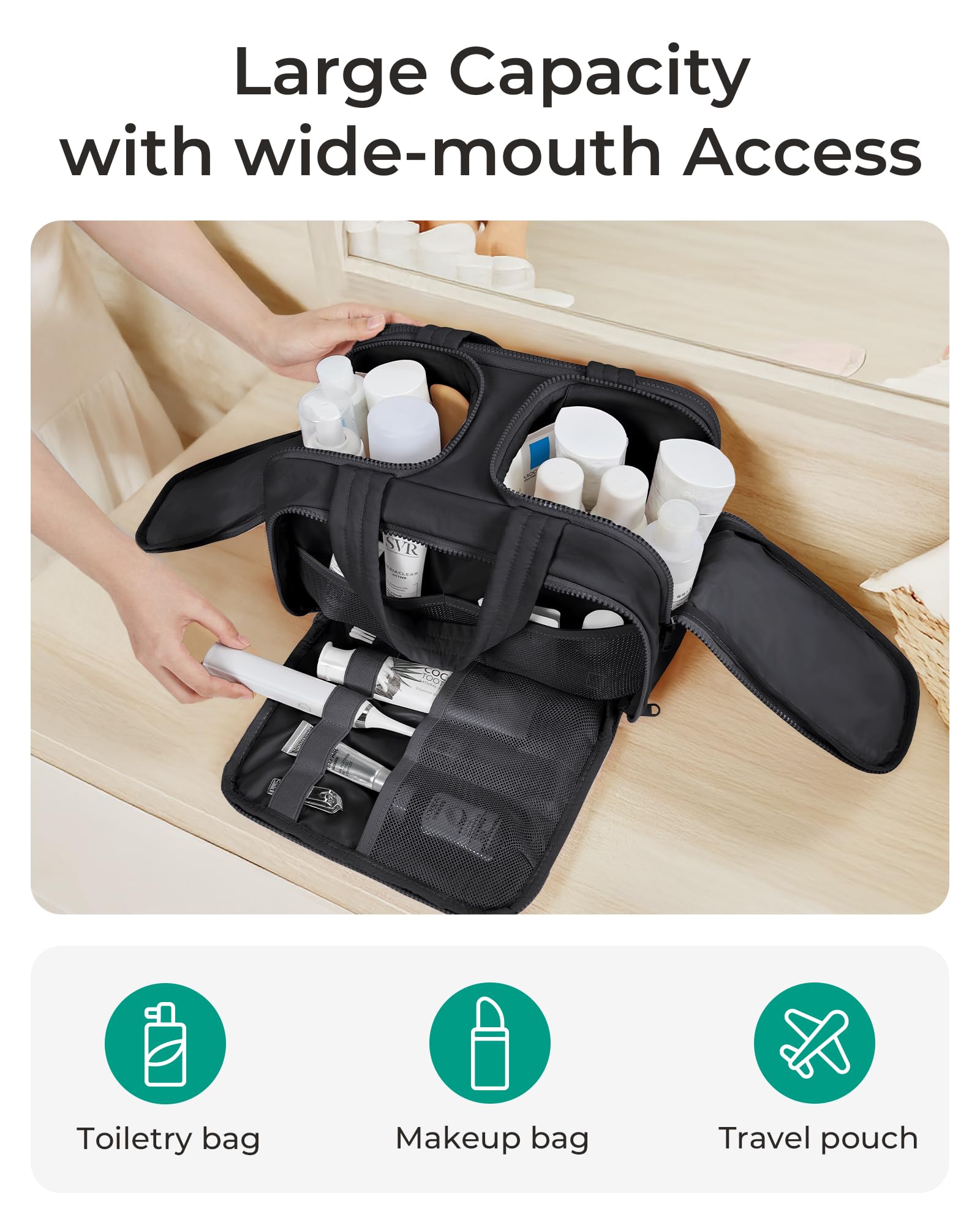 BAGSMART accessoire de voyage polyvalent rouge, idéal pour cosmétiques et soins
