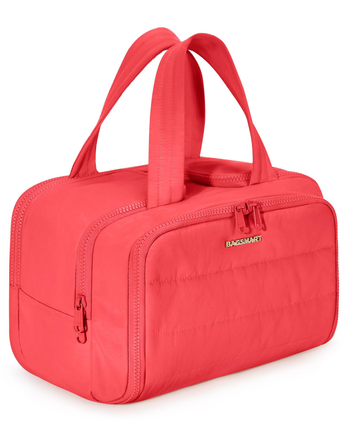 BAGSMART trousse de toilette Puffy rouge vif, ouverture large pour un accès rapide