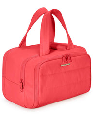 BAGSMART trousse de toilette Puffy rouge vif, ouverture large pour un accès rapide