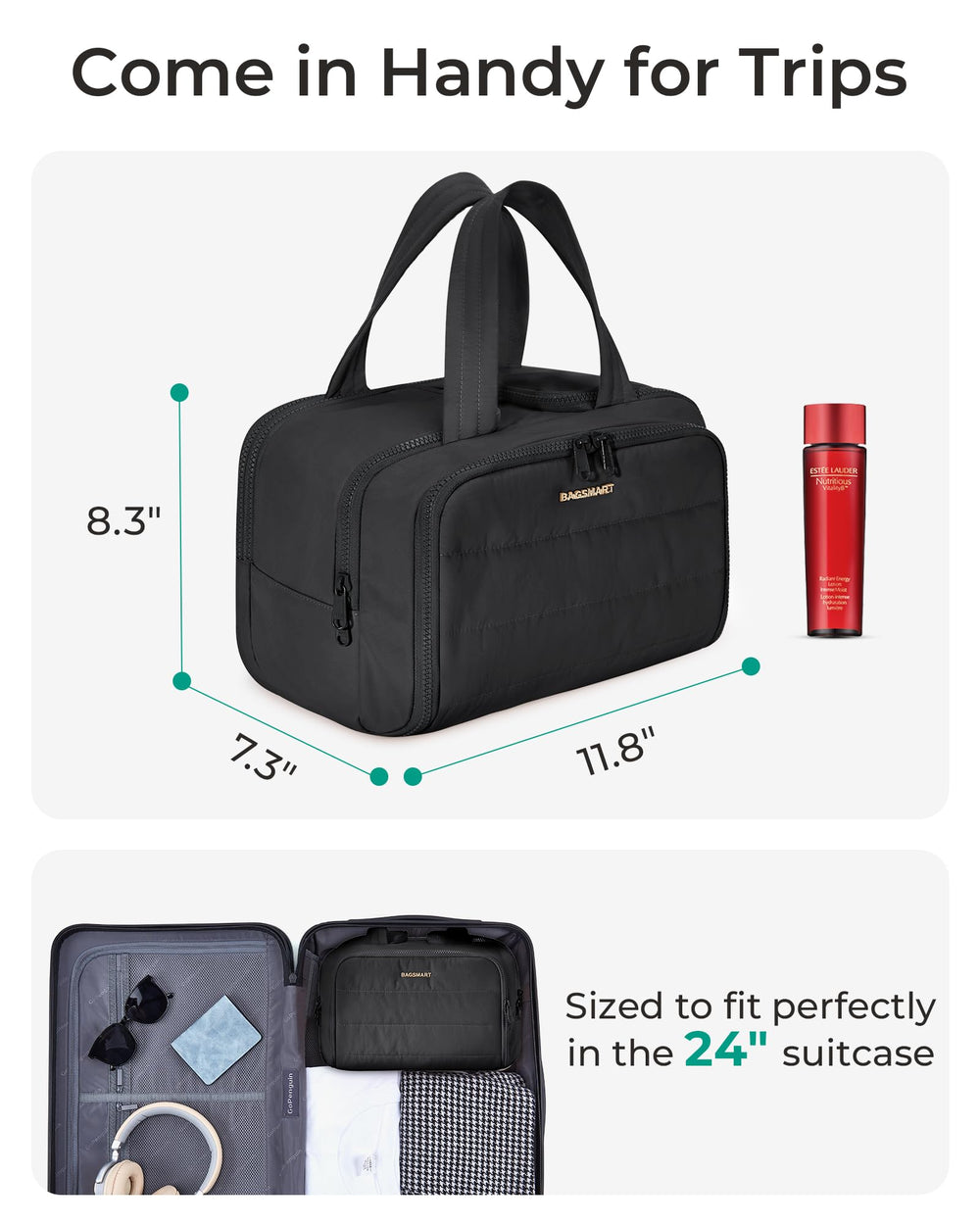 BAGSMART trousse à quatre compartiments rouge, organisation optimale pour voyage