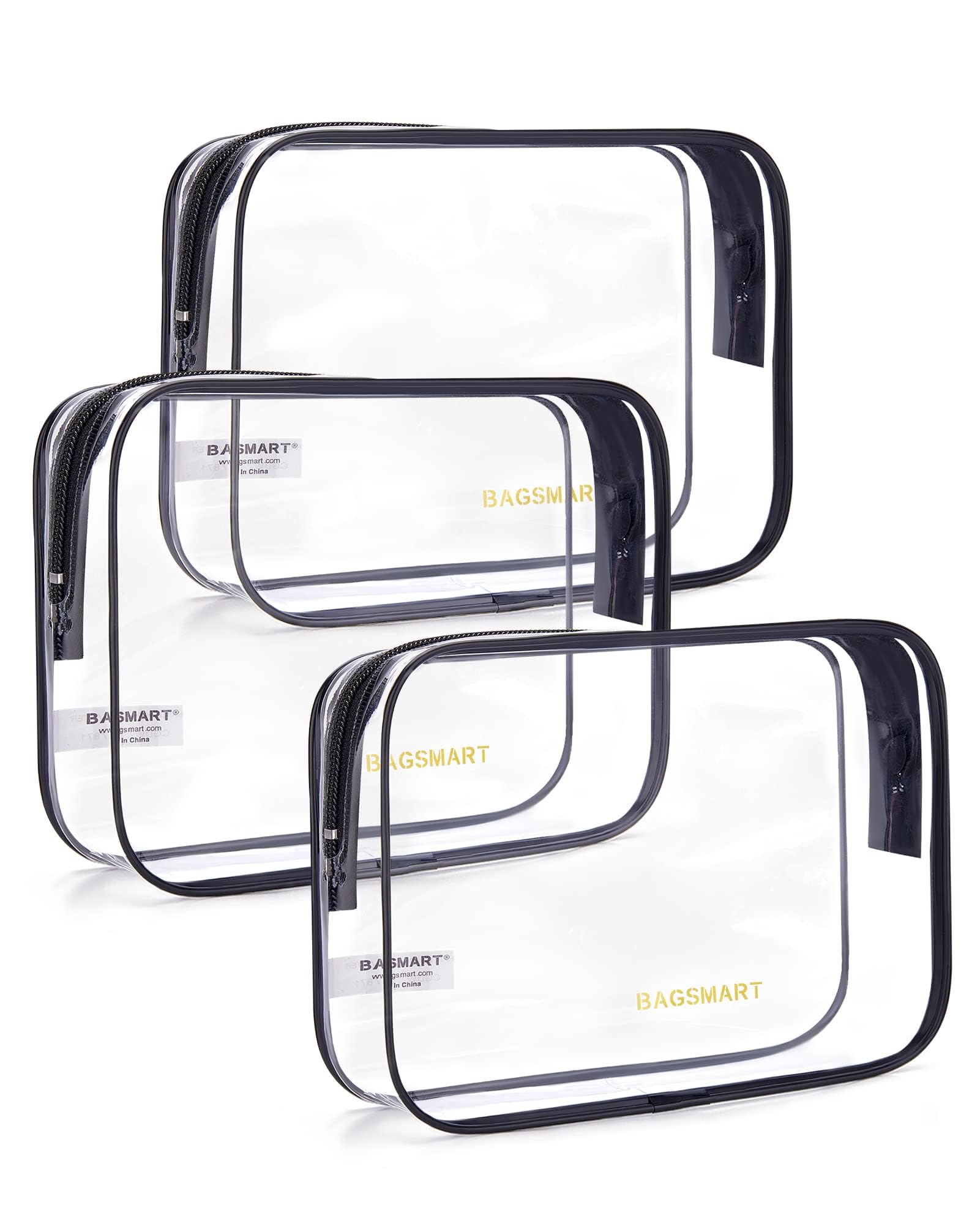 BAGSMART trousse transparente pour voyage, ensemble 3-pack pratique pour voyage.