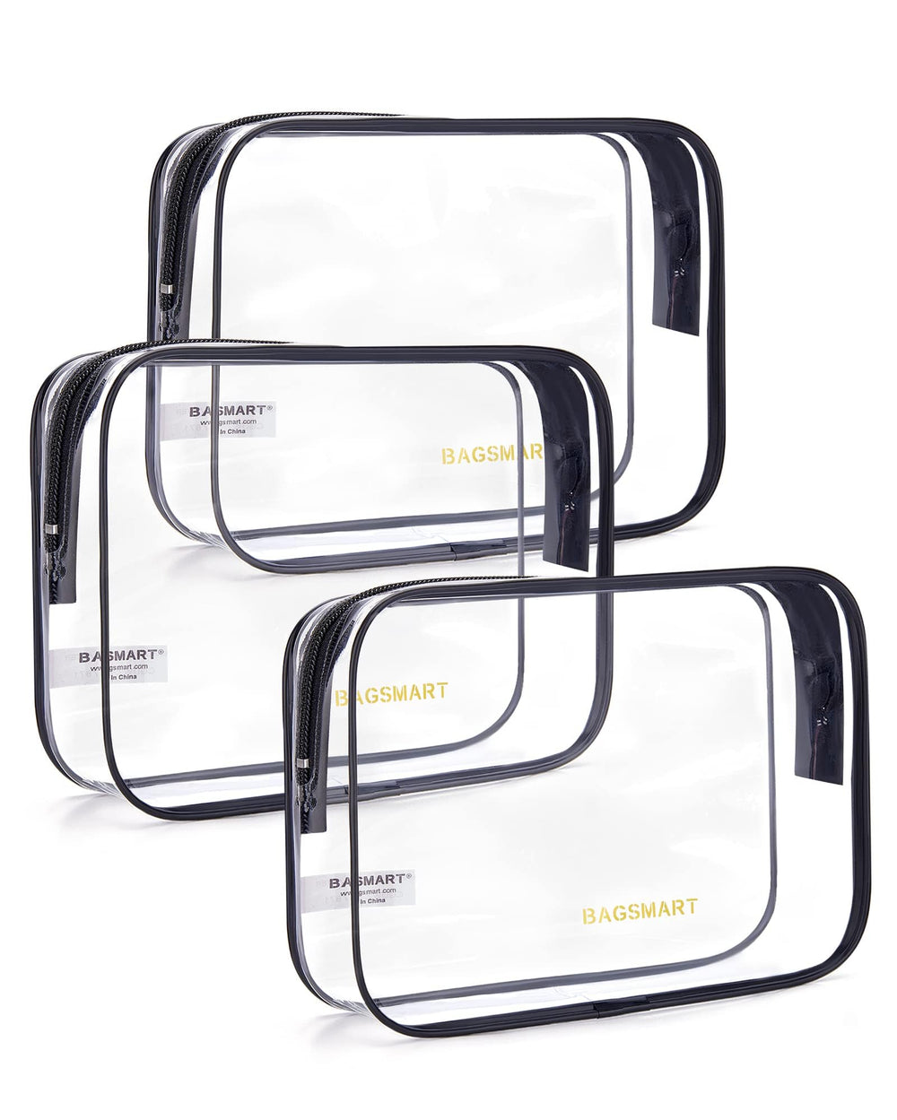BAGSMART trousse transparente pour voyage, ensemble 3-pack pratique pour voyage.