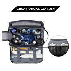 Trousse grande capacité BagSmart bleu marine prête pour les voyages et le rangement familial.