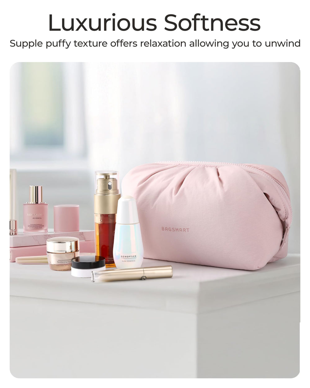 BAGSMART trousse maquillage fermeture et ouverture facilitées.