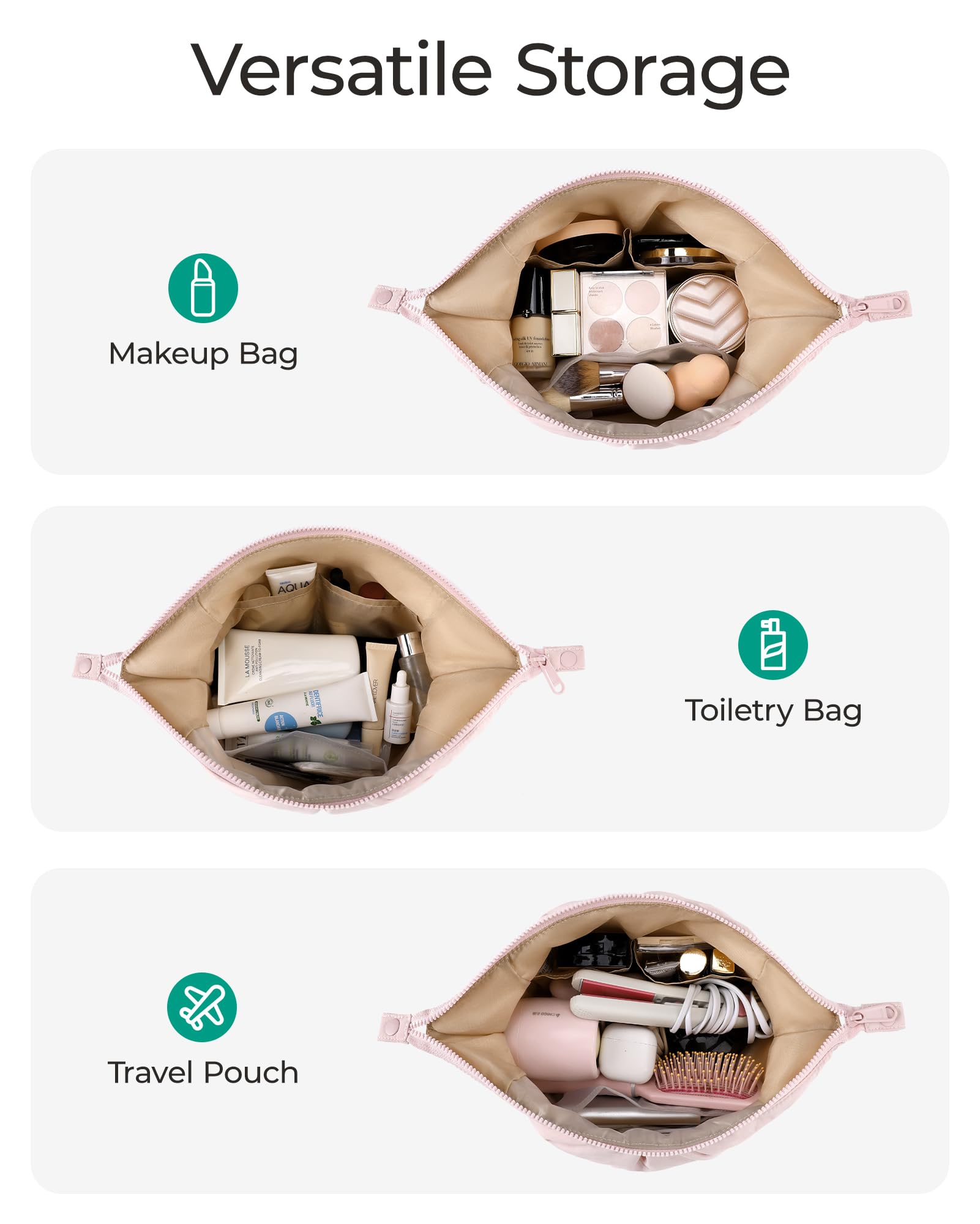 BAGSMART trousse maquillage grande capacité pour pinceaux et accessoires.