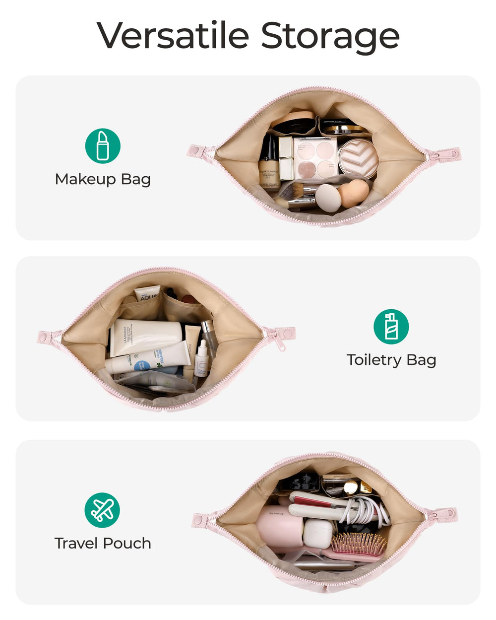 BAGSMART trousse maquillage grande capacité pour pinceaux et accessoires.