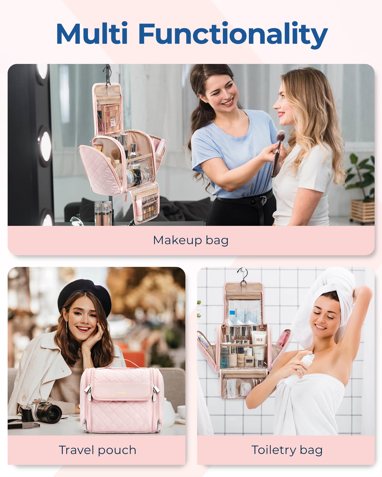Bagsmart trousse-maquillage-tissu-impermeable, protection légère contre les éclaboussures