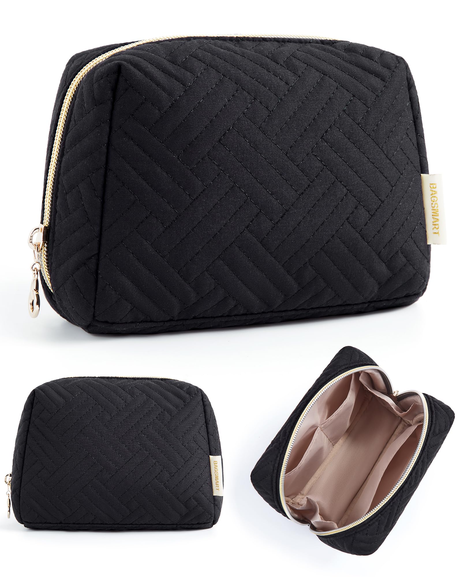 BAGSMART trousse-maquillage-voyage ouverture-large pour un accès rapide.
