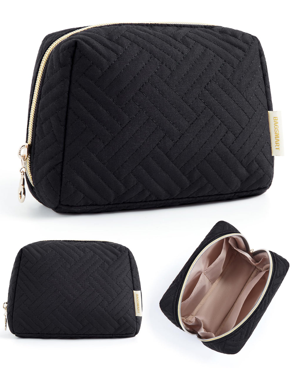BAGSMART trousse-maquillage-voyage ouverture-large pour un accès rapide.