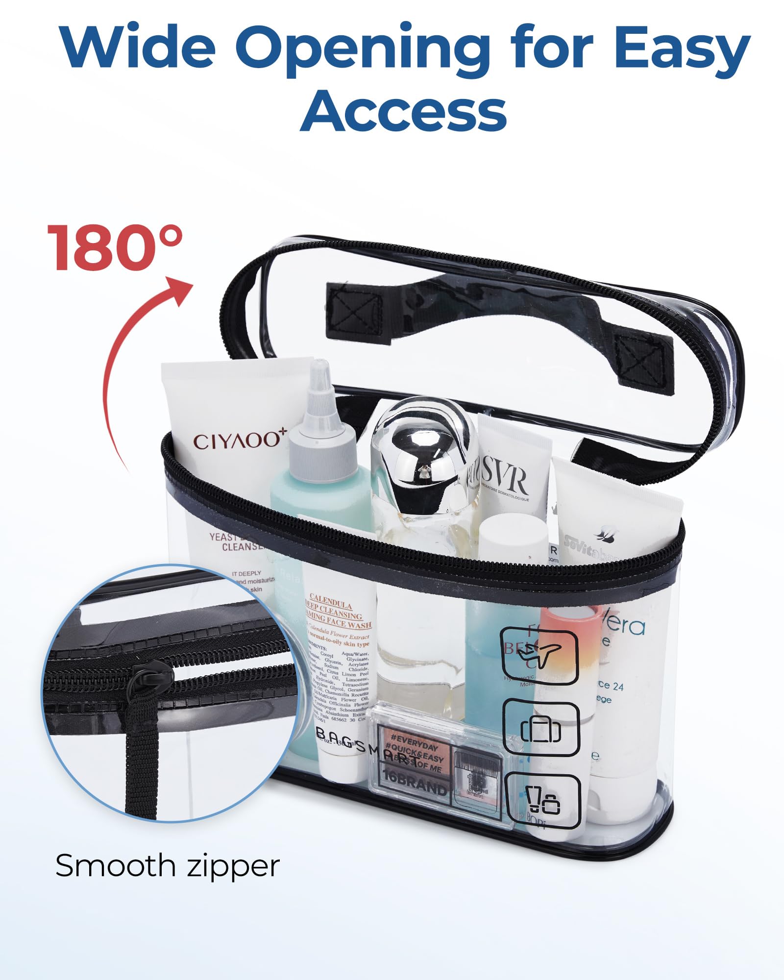 BAGSMART trousse-pvc-impermeable transparente, facile à nettoyer et à voir.