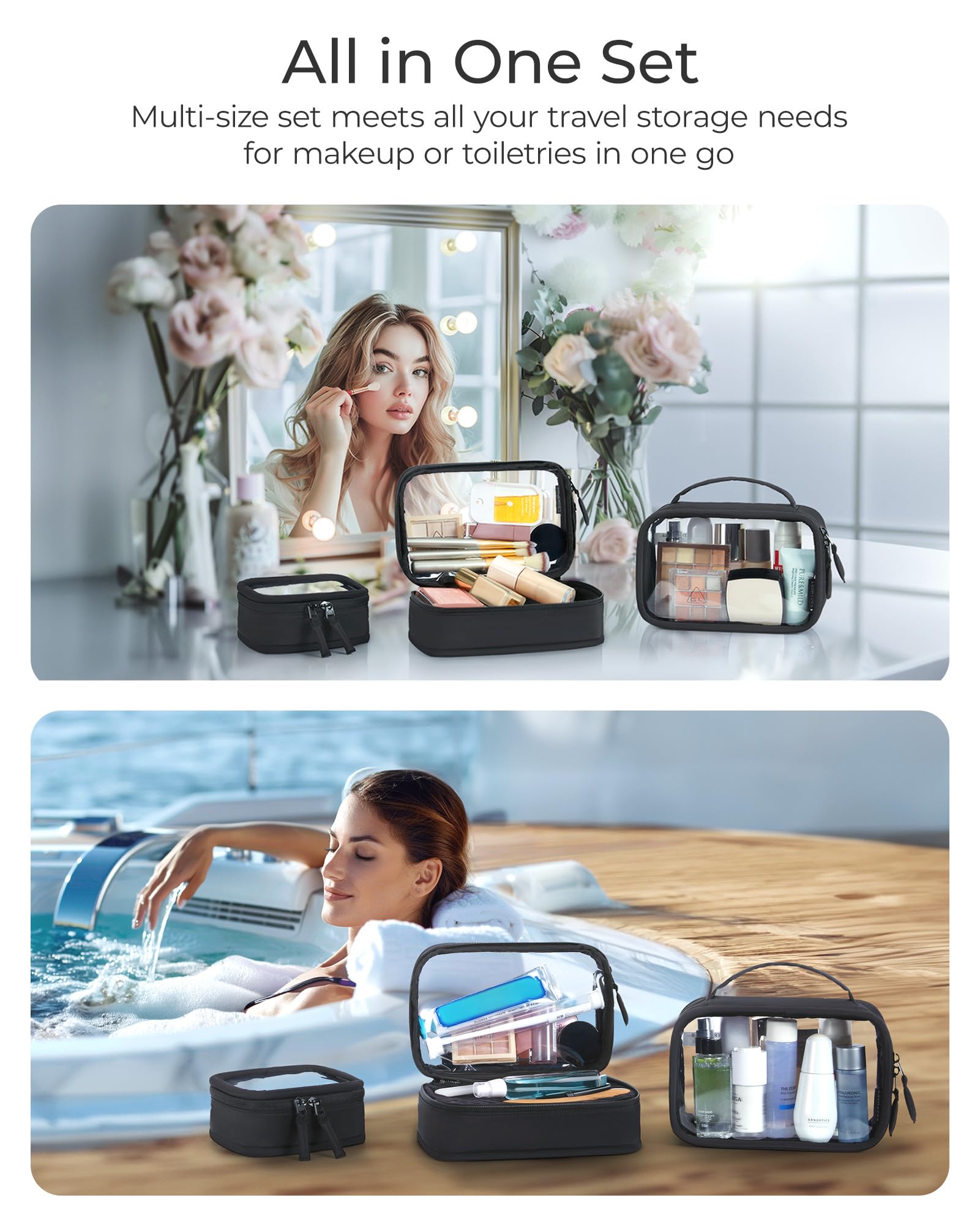 Trousse Bagsmart conforme cabine noir, idéal pour voyages faciles.