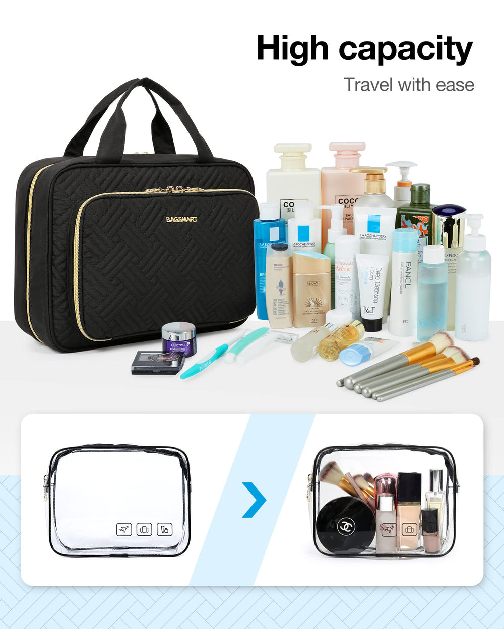 Grande capacité BAGSMART idéale pour séjours prolongés et trajets.