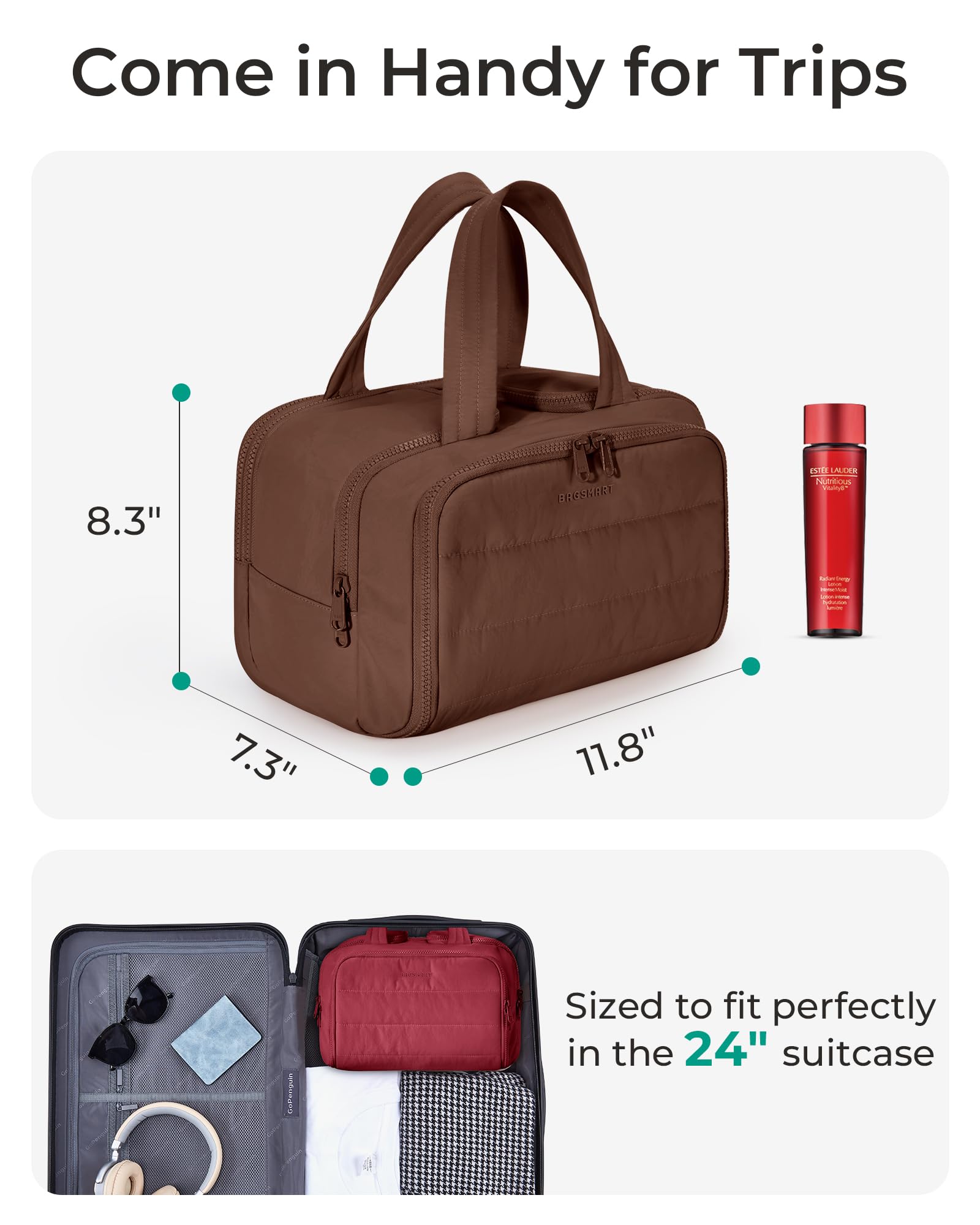 BAGSMART Trousse Puffy matière résistante à l'eau et nettoyage facile