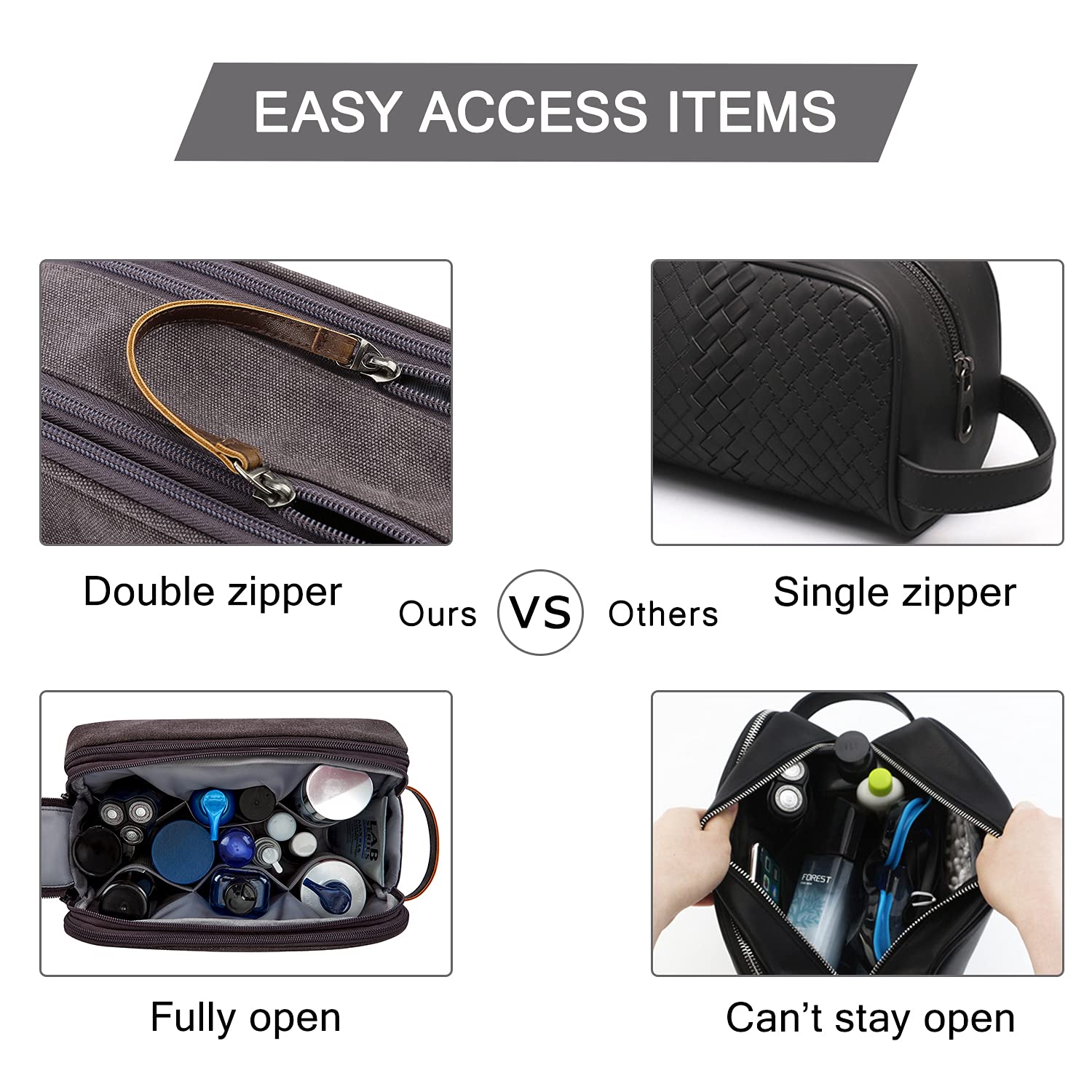 BagSmart trousse-toilette intérieur bande élastique pour ranger.