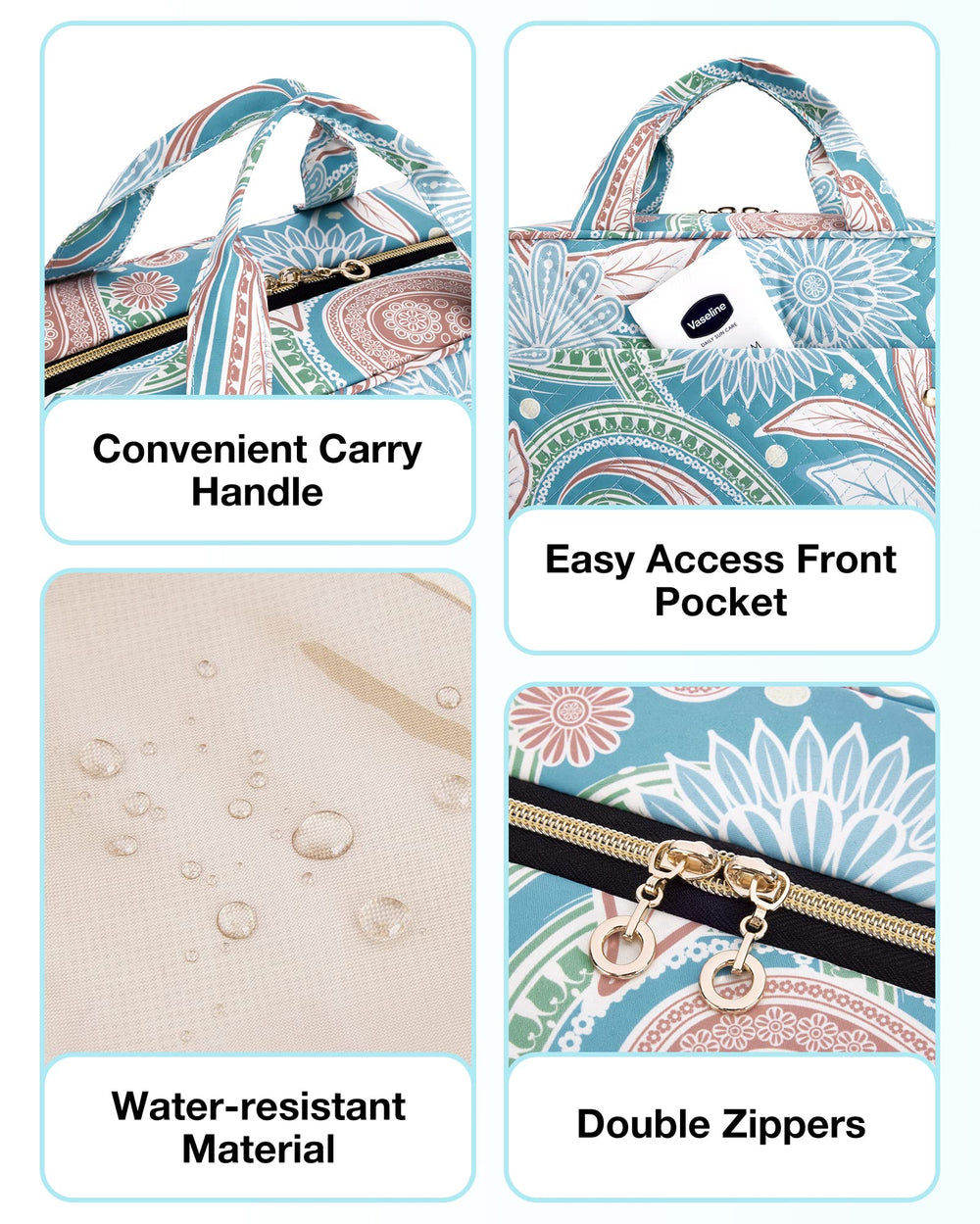 BagSMART Trousse extérieure imperméable avec panneaux transparents pour repérer les articles.