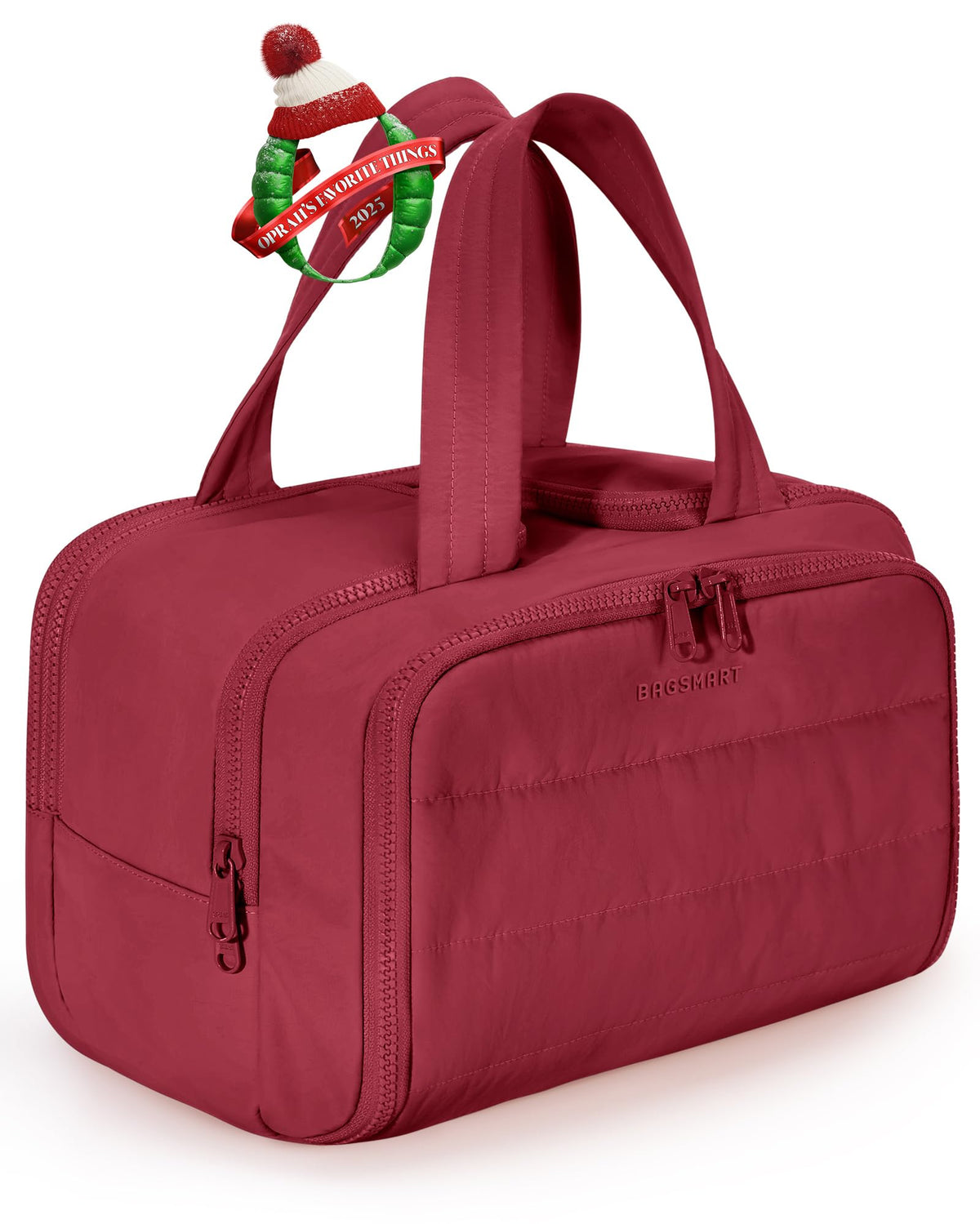 Trousse BAGSMART Puffy pour femmes Vintage Berry avec grande capacité pour cosmétiques et accessoires.