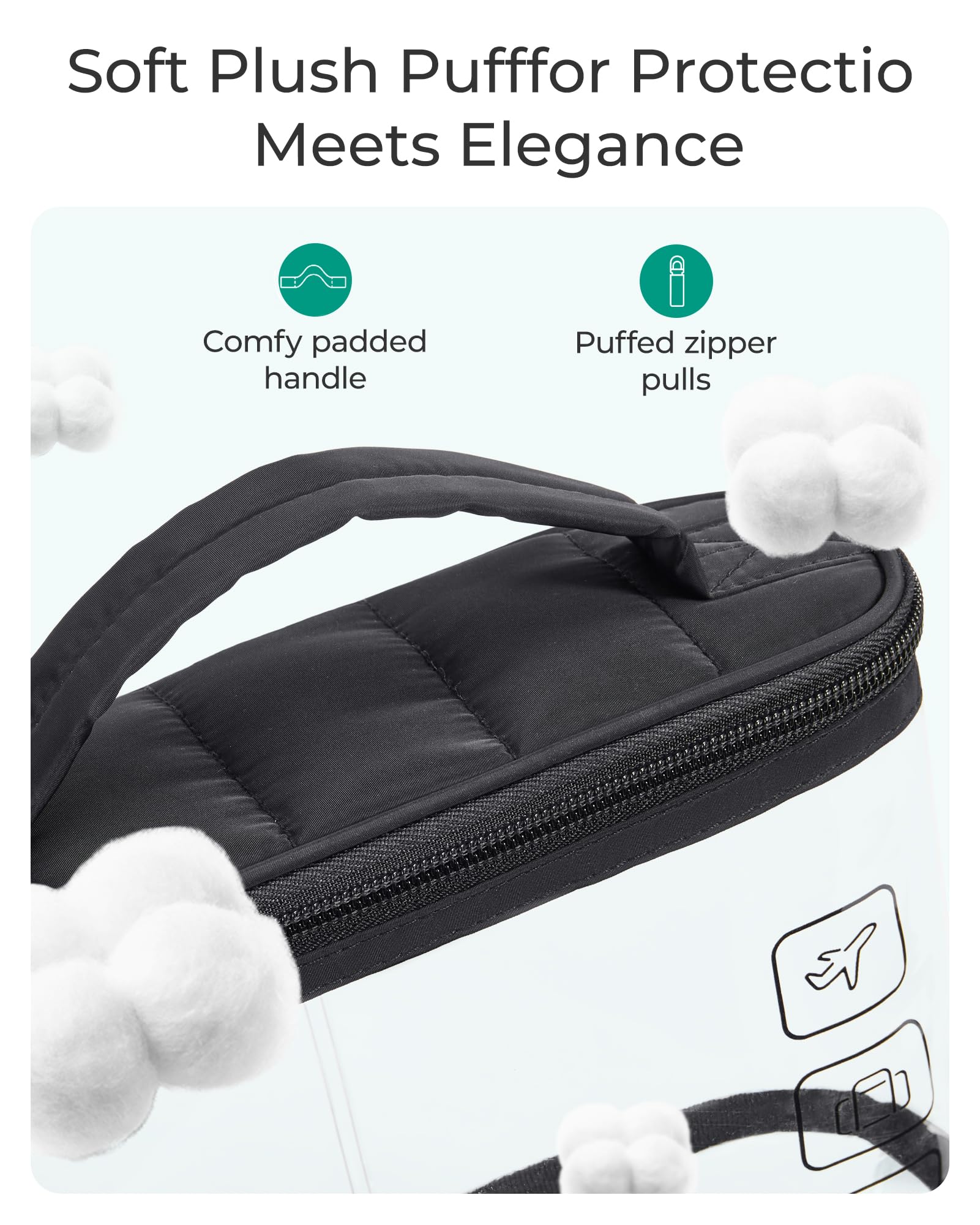 Trousse BAGSMART en PVC imperméable et transparent pour une visibilité instantanée.