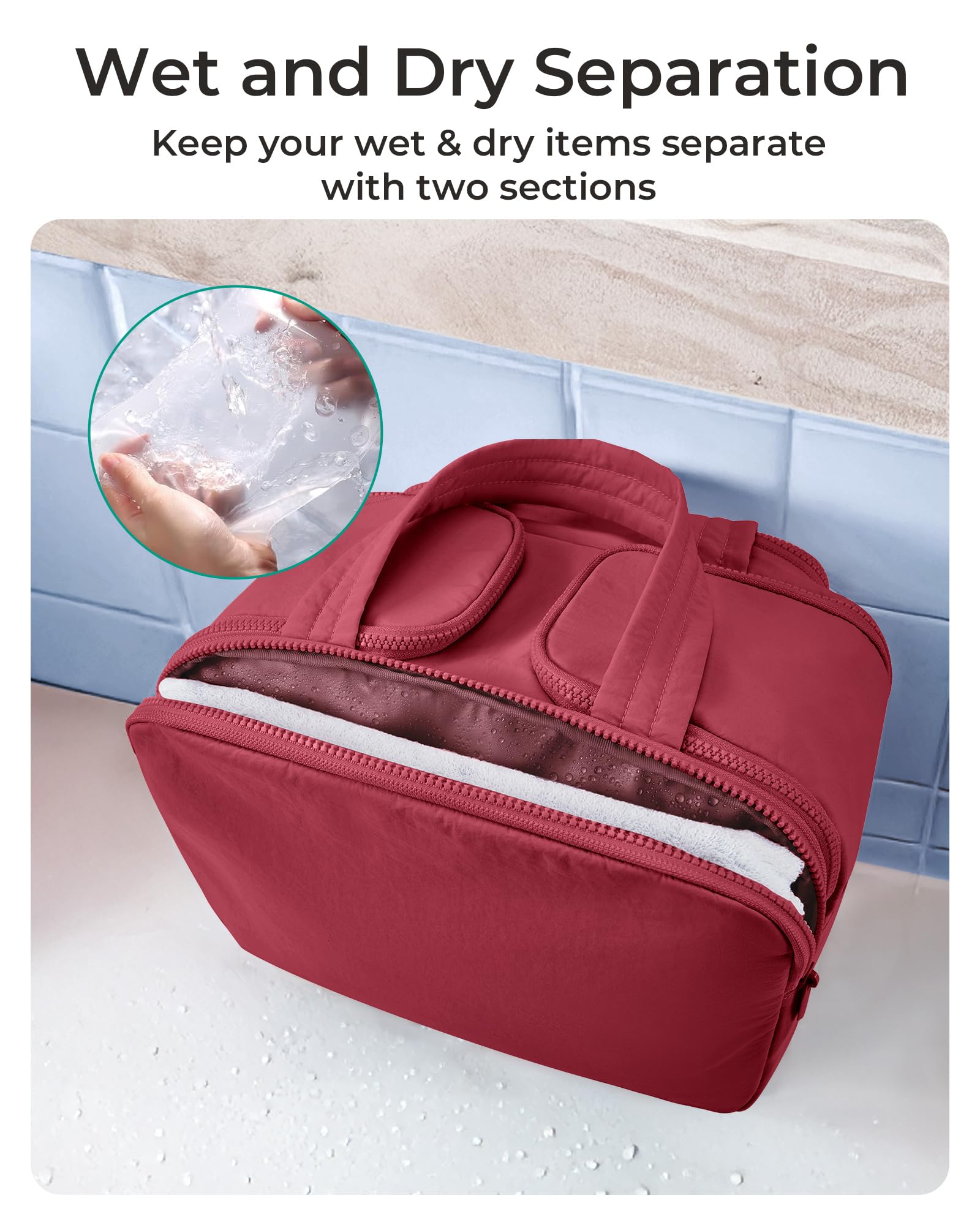 Trousse BAGSMART avec séparation humide et sèche et revêtement PVC.