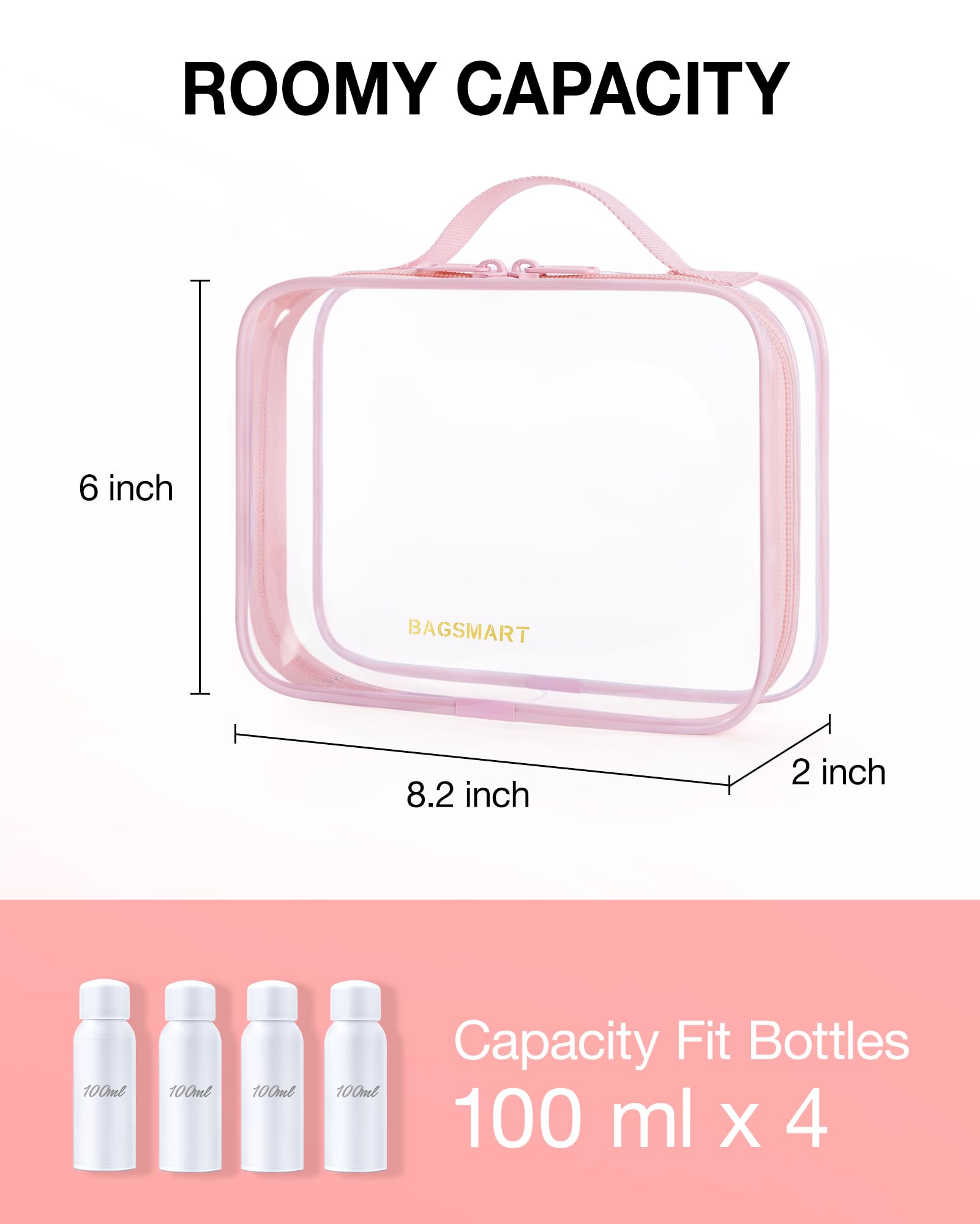BAGSMART trousse transparente avec grande ouverture facilitant l accès.