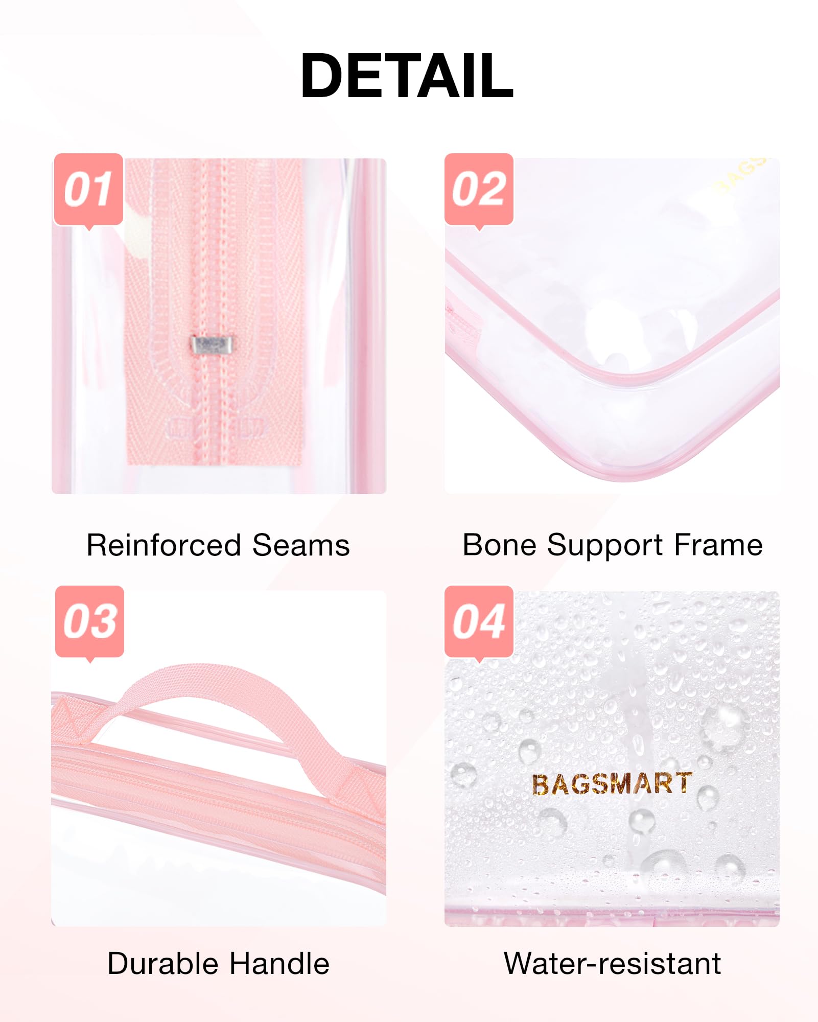 BAGSMART trousse toilette fermeture éclair robuste et glisse en douceur.